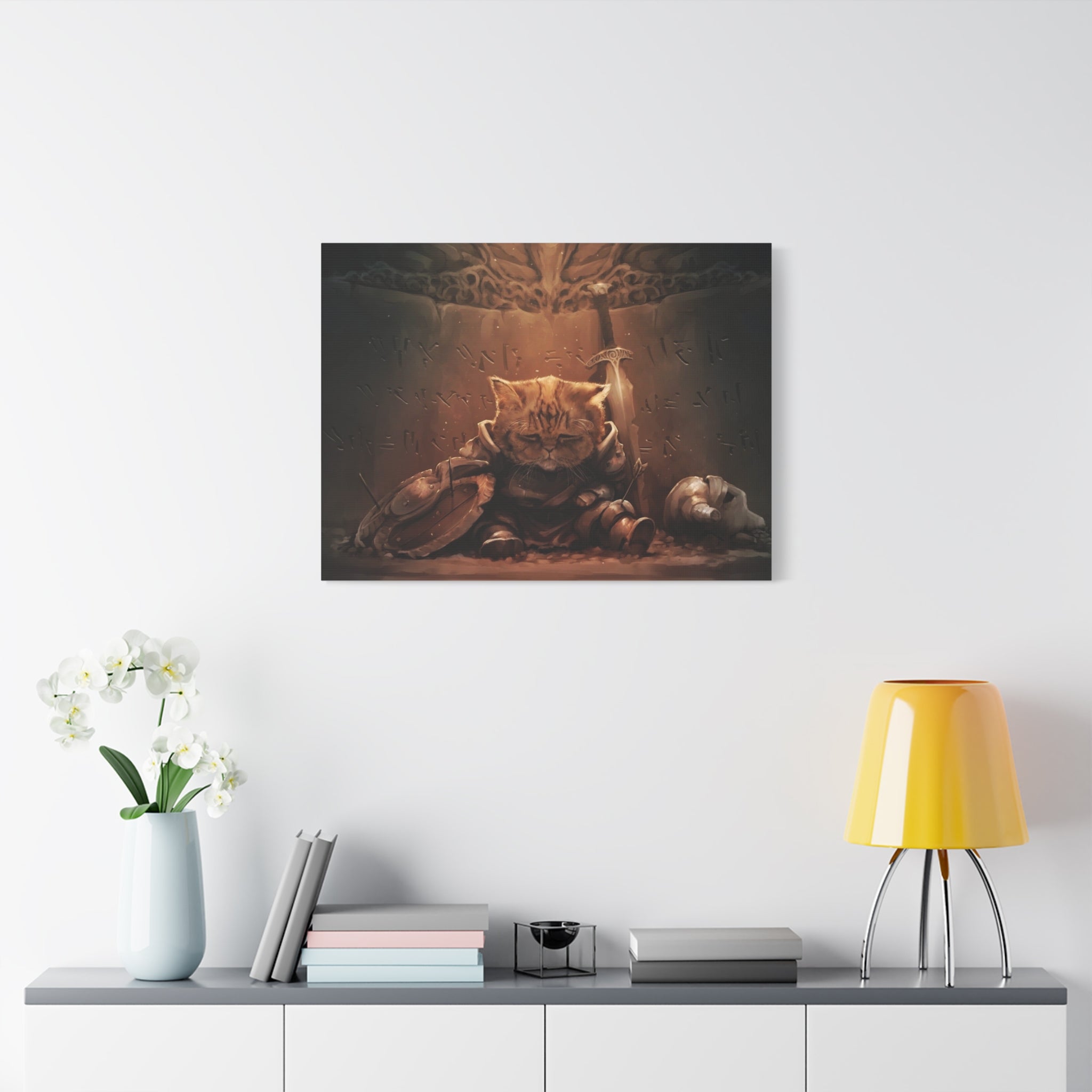 The Elder Scrolls Skyrim Canvas Wall Art - Cat Game Canvas Print Room Decor, Dragon Gaming Wall Art, Skyrim Gift