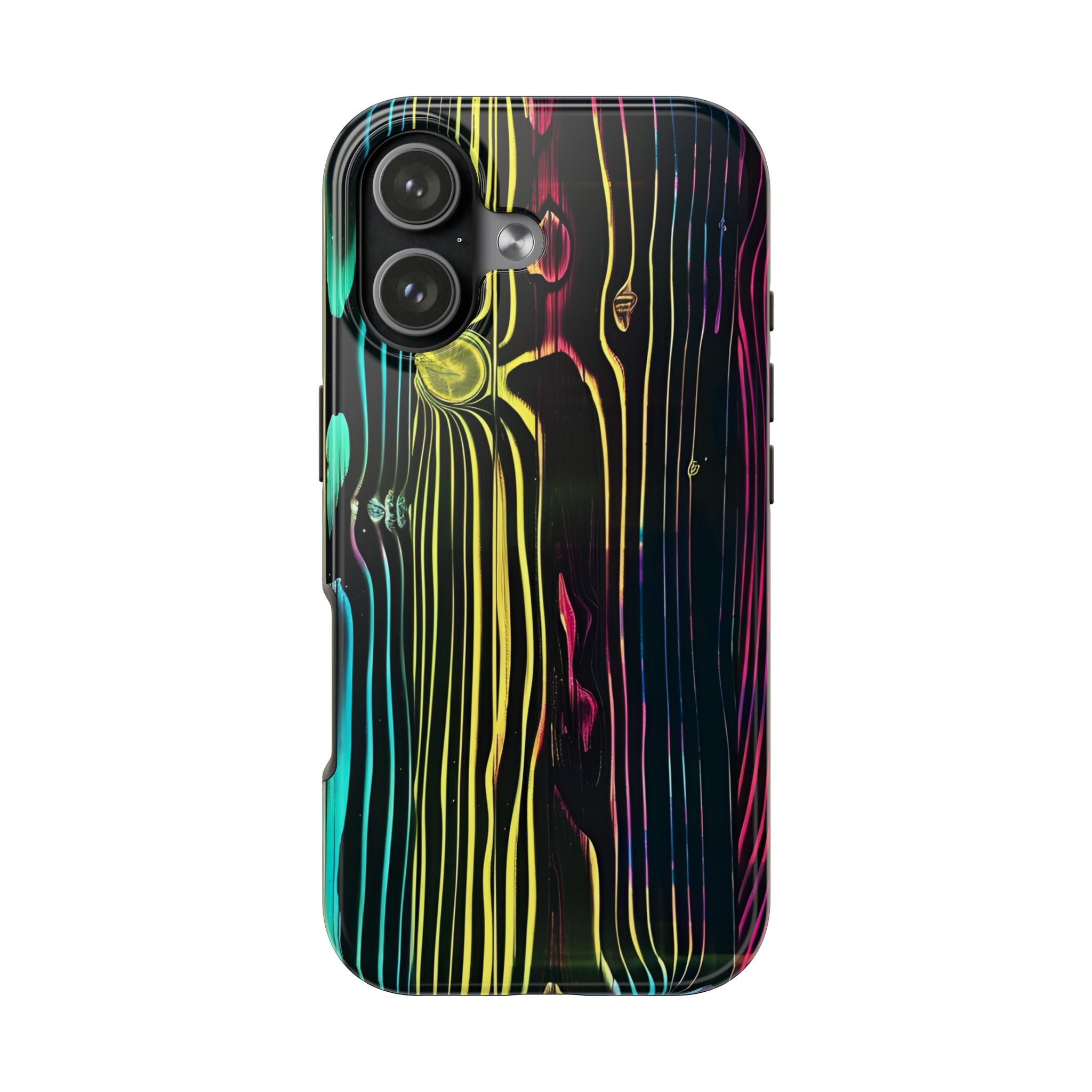 Disco Neon Tough iPhone Cases, Wood Grain Texture, iPhone Case Cover, Protective iPhone Shell, Unique iPhone Accessories, iphone 16 Pro Max