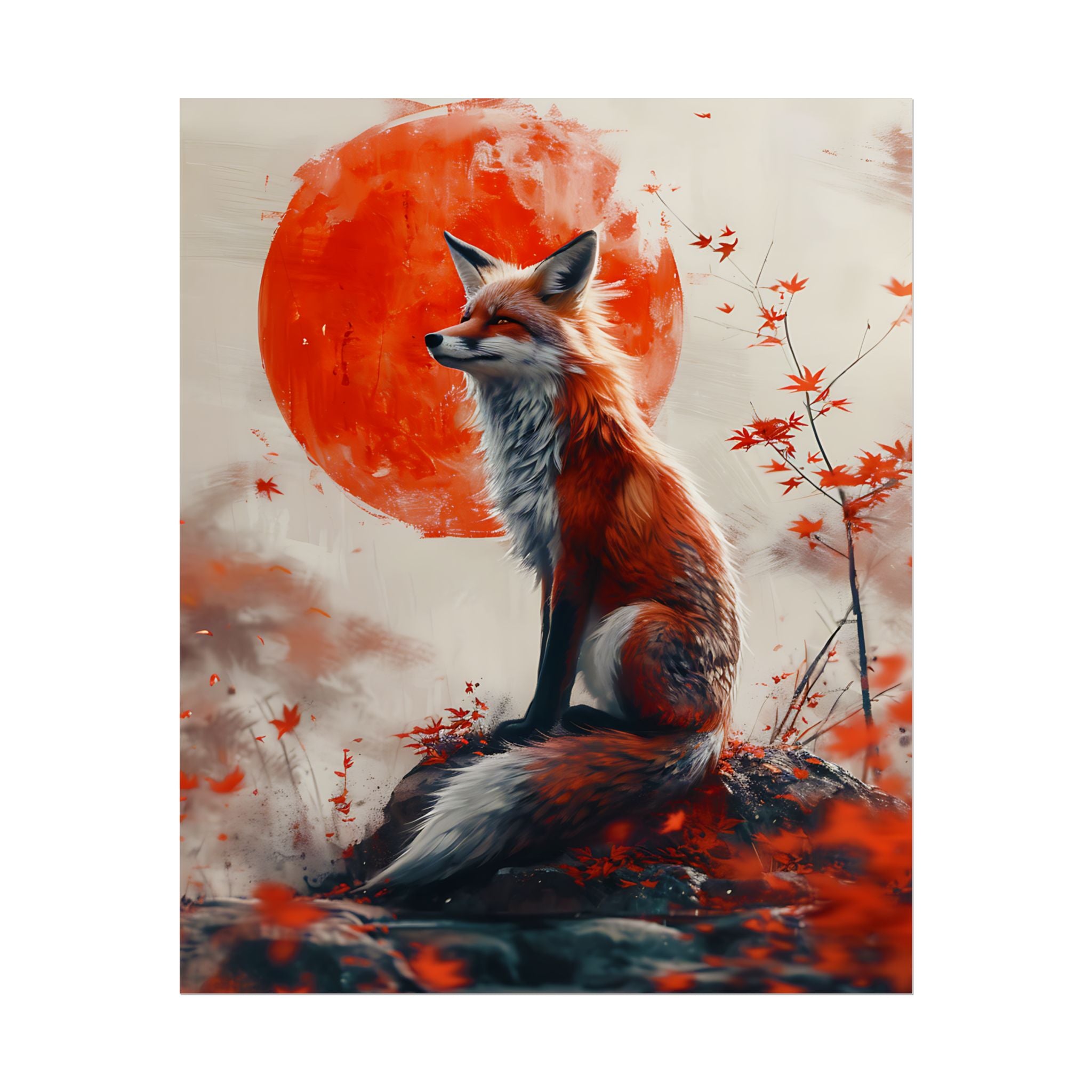 red-fox-poster-print-fantasy-decor-wildlife-wall-art-red-sun-home-decor-animal-lover-gift-nature-print-fantasy-art-decor