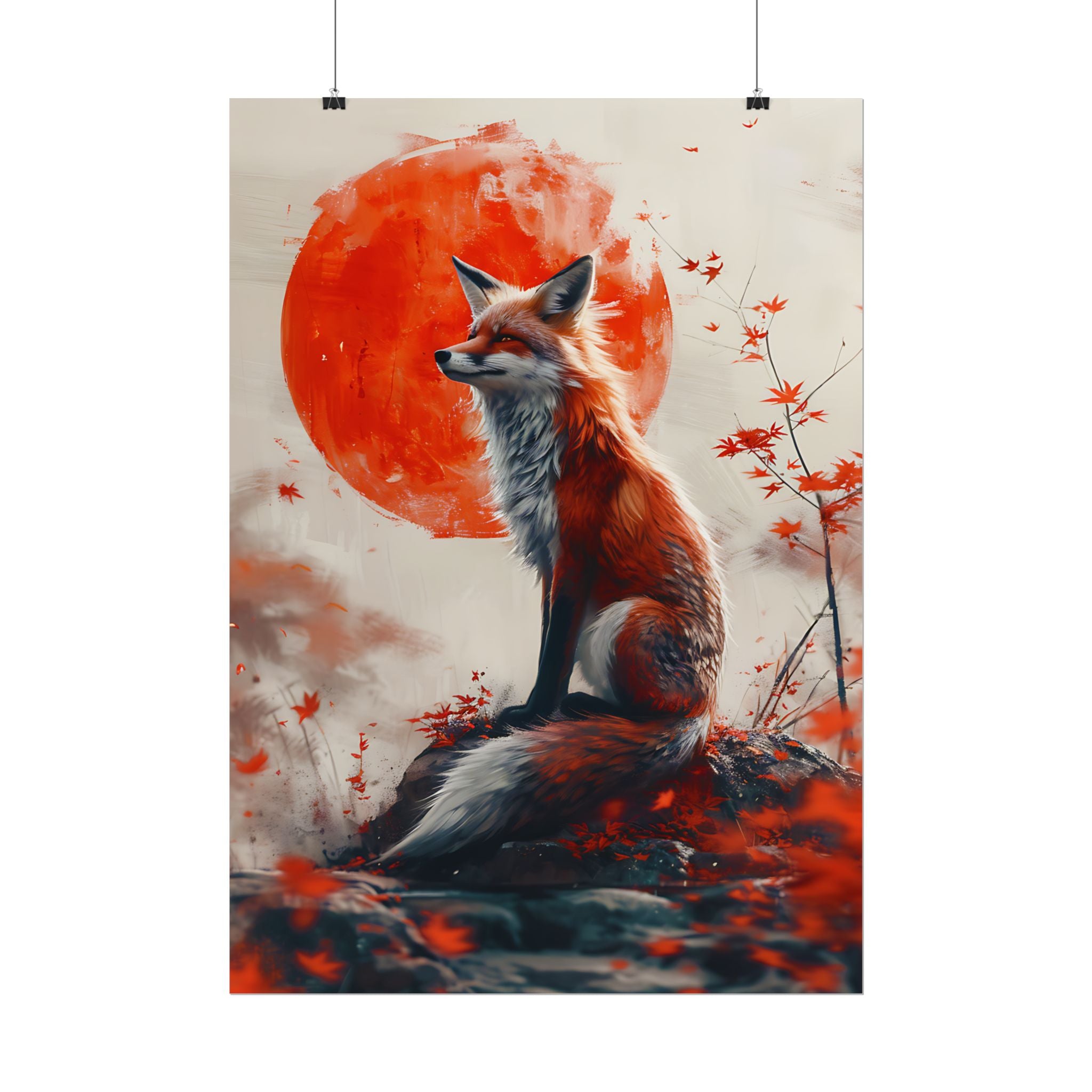 red-fox-poster-print-fantasy-decor-wildlife-wall-art-red-sun-home-decor-animal-lover-gift-nature-print-fantasy-art-decor