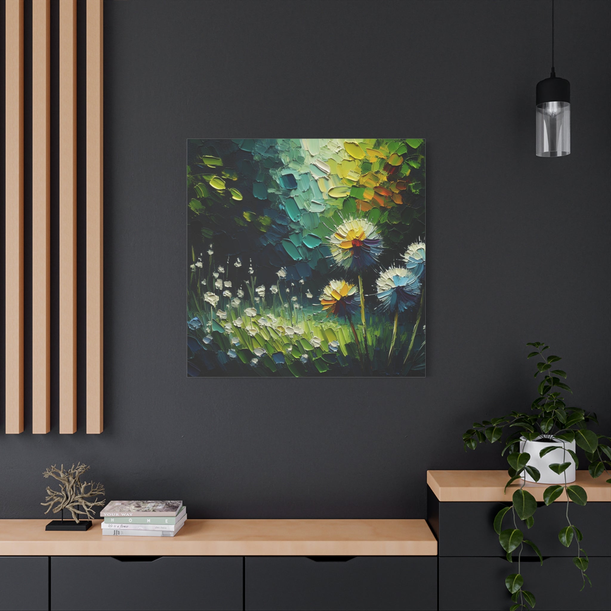 canvas-print-impasto-dandelion-wall-art-matte-canvas-oil-painting-stretched-wall-art-home-decor-floral-print-gift-for-nature-