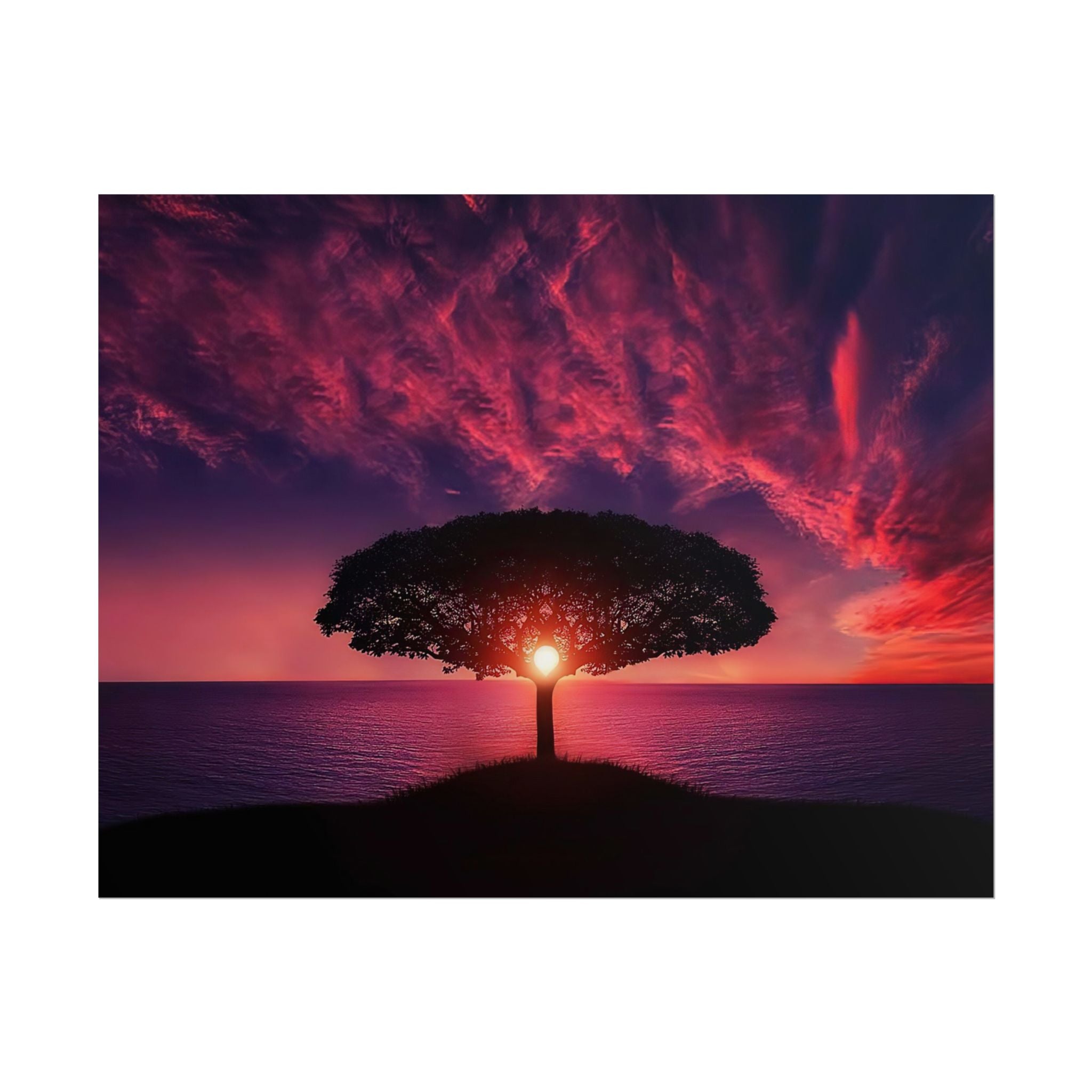 Panoramic Sunset Poster Print, Tree Wall Art, Scenery Decor, Exra Large Wall Art, Canvas Art Print, Landscape, Nature Wall Decor