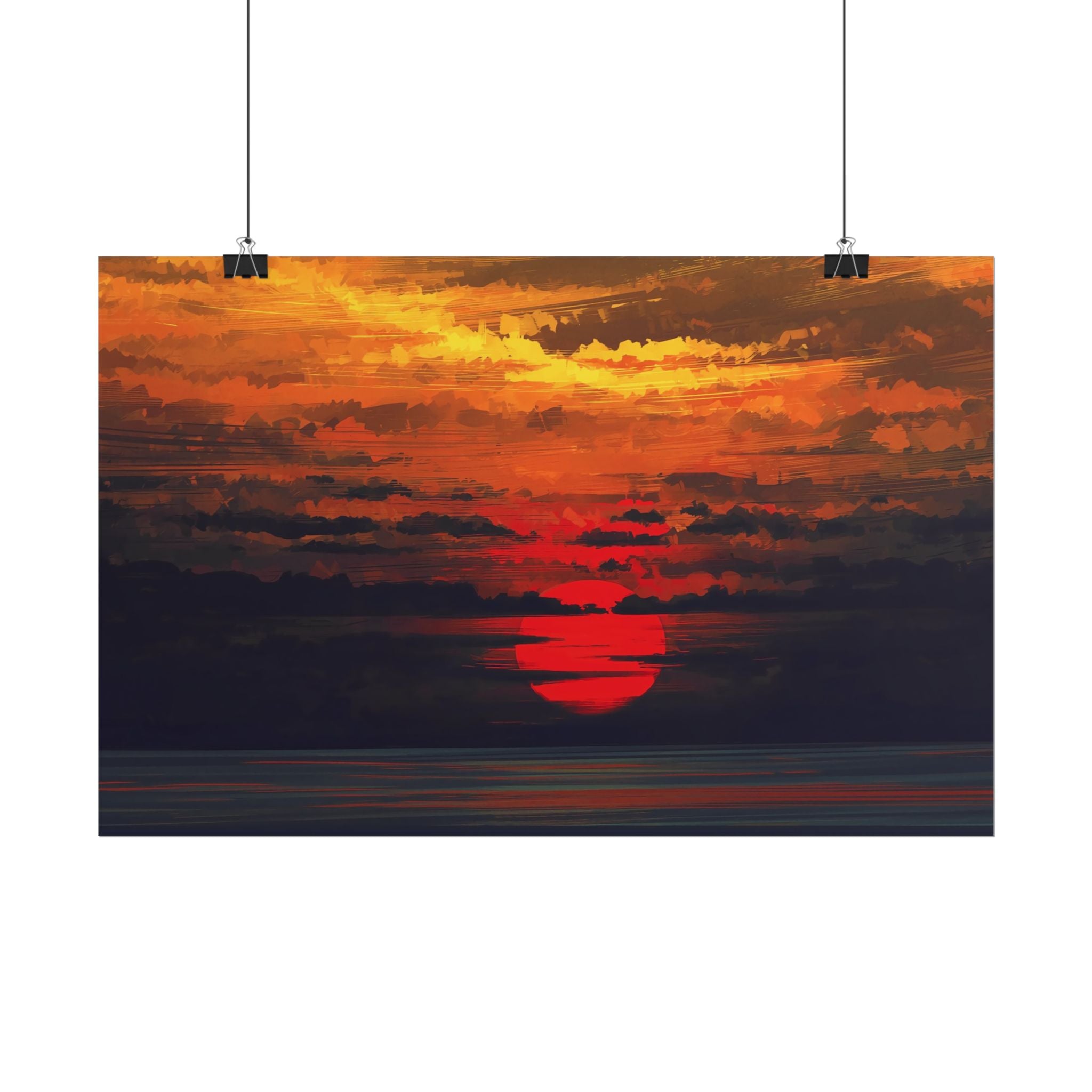 red-sunset-landscape-poster-print-cozy-home-decor-living-room-decor-farm-house-wall-decor-house-warming-gift