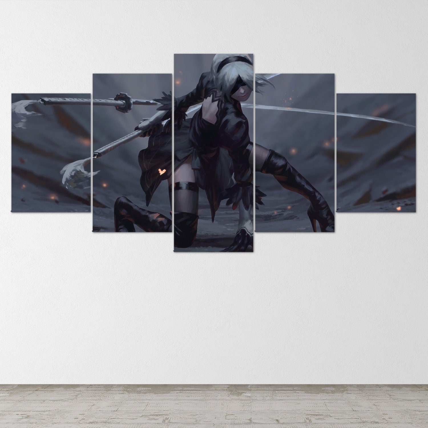 nier-automata-5-piece-canvas-wall-art-nier-automata-poster-nier-automata-art-nier-automata-print-nier-automata-2b-nier-automa
