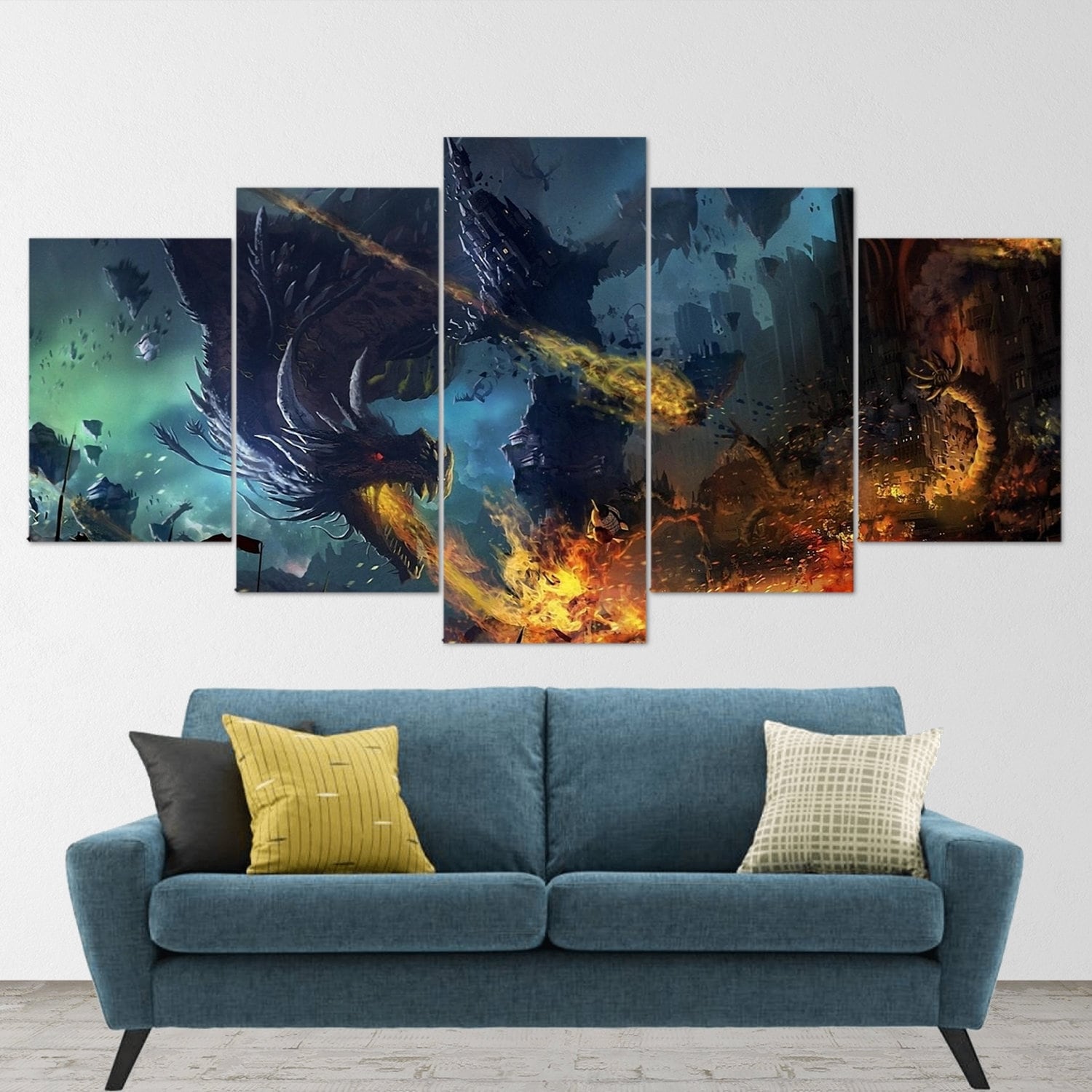 dragon-fire-fantasy-dragon-age-5-piece-canvas-wall-art-dragon-canvas-art-extra-large-wall-art-dragon-poster-5-piece-5-panel-8