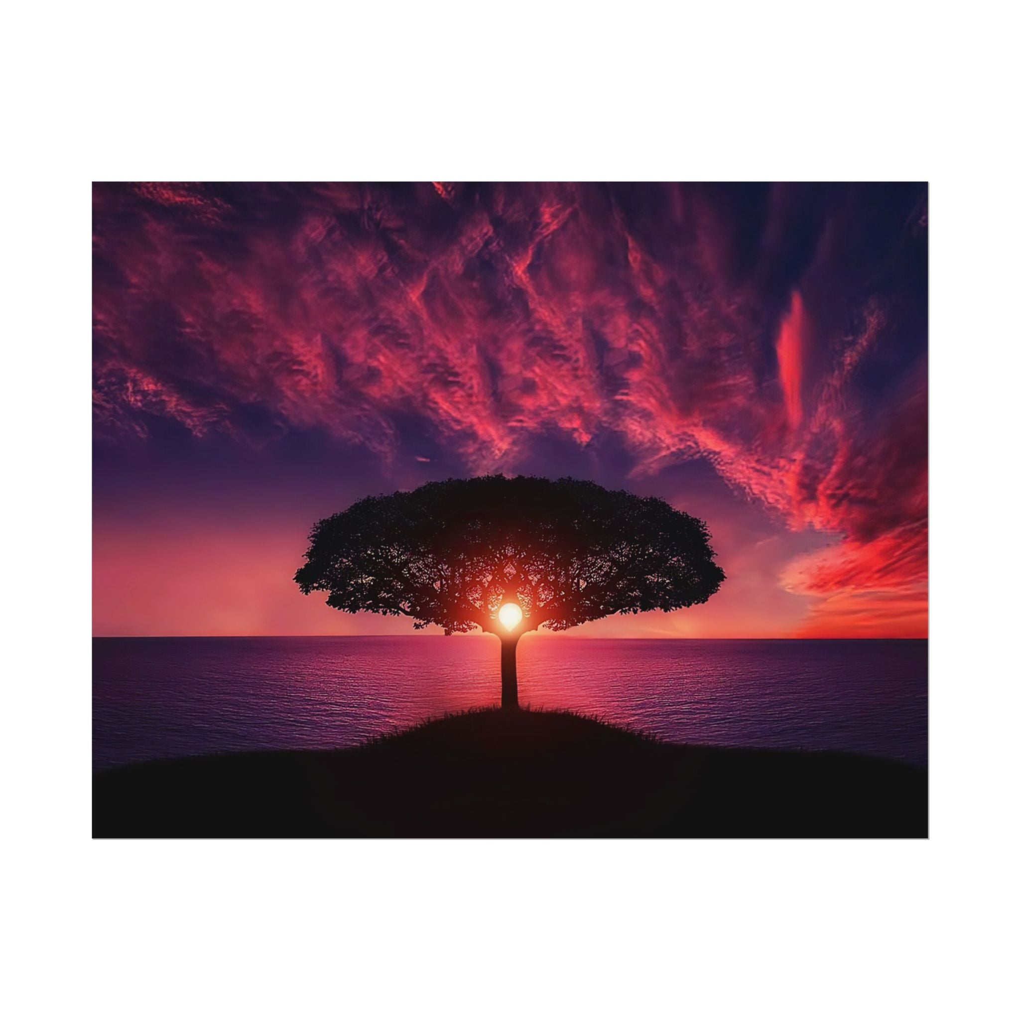 Panoramic Sunset Poster Print, Tree Wall Art, Scenery Decor, Exra Large Wall Art, Canvas Art Print, Landscape, Nature Wall Decor