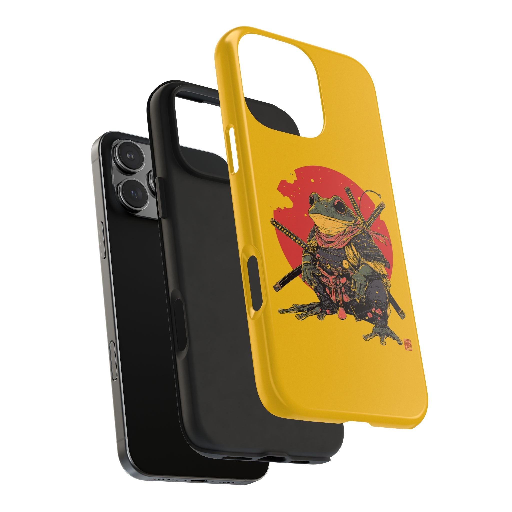 retro-vintage-ninja-frog-iphone-tough-case-red-sun-japanese-samurai-frog-design-ninja-warrior-yellow-iphone-hard-cover