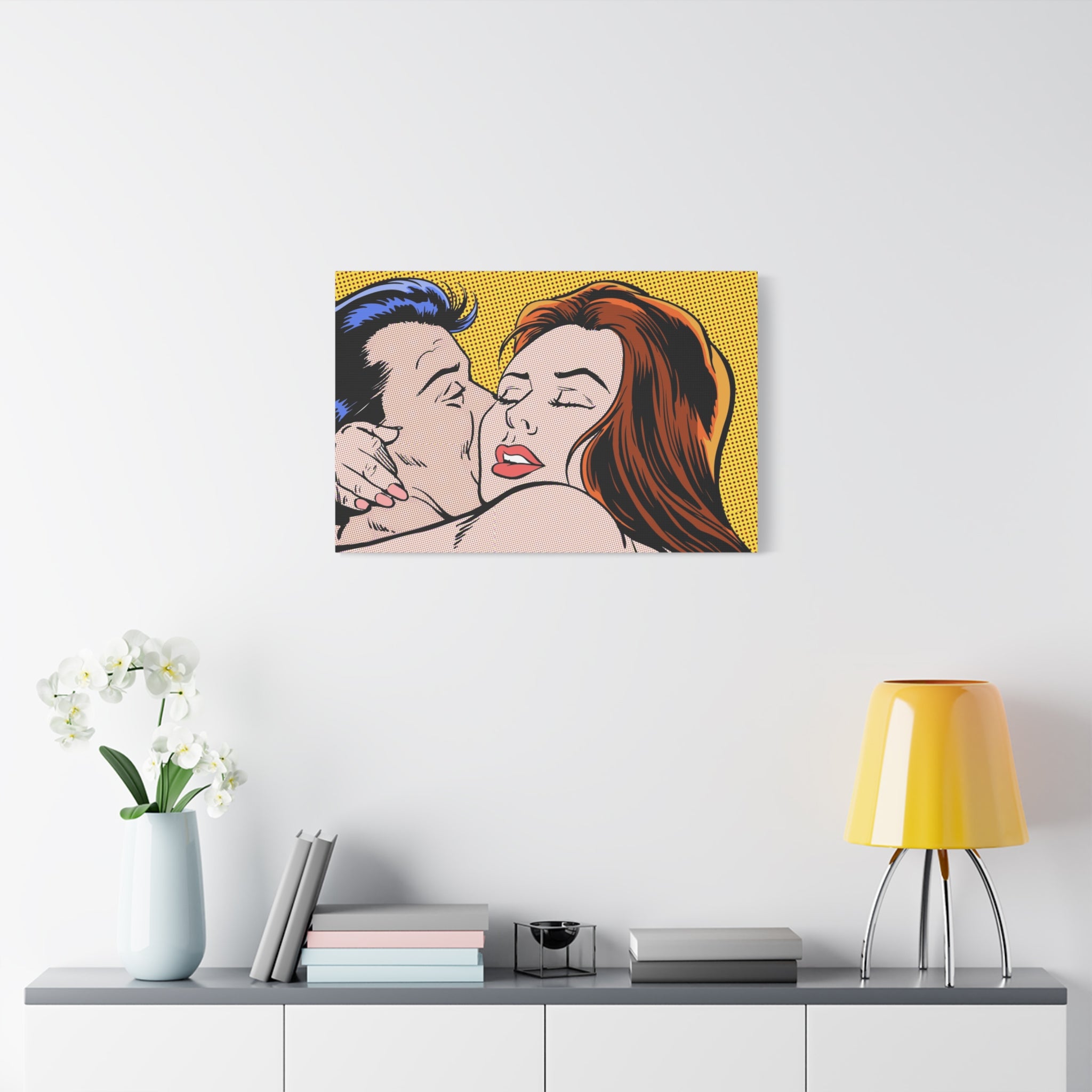 pop-art-canvas-print-retro-wall-art-stretched-matte-canvas-kiss-love-home-decor-wall-decor-poster-decorative-art-gift