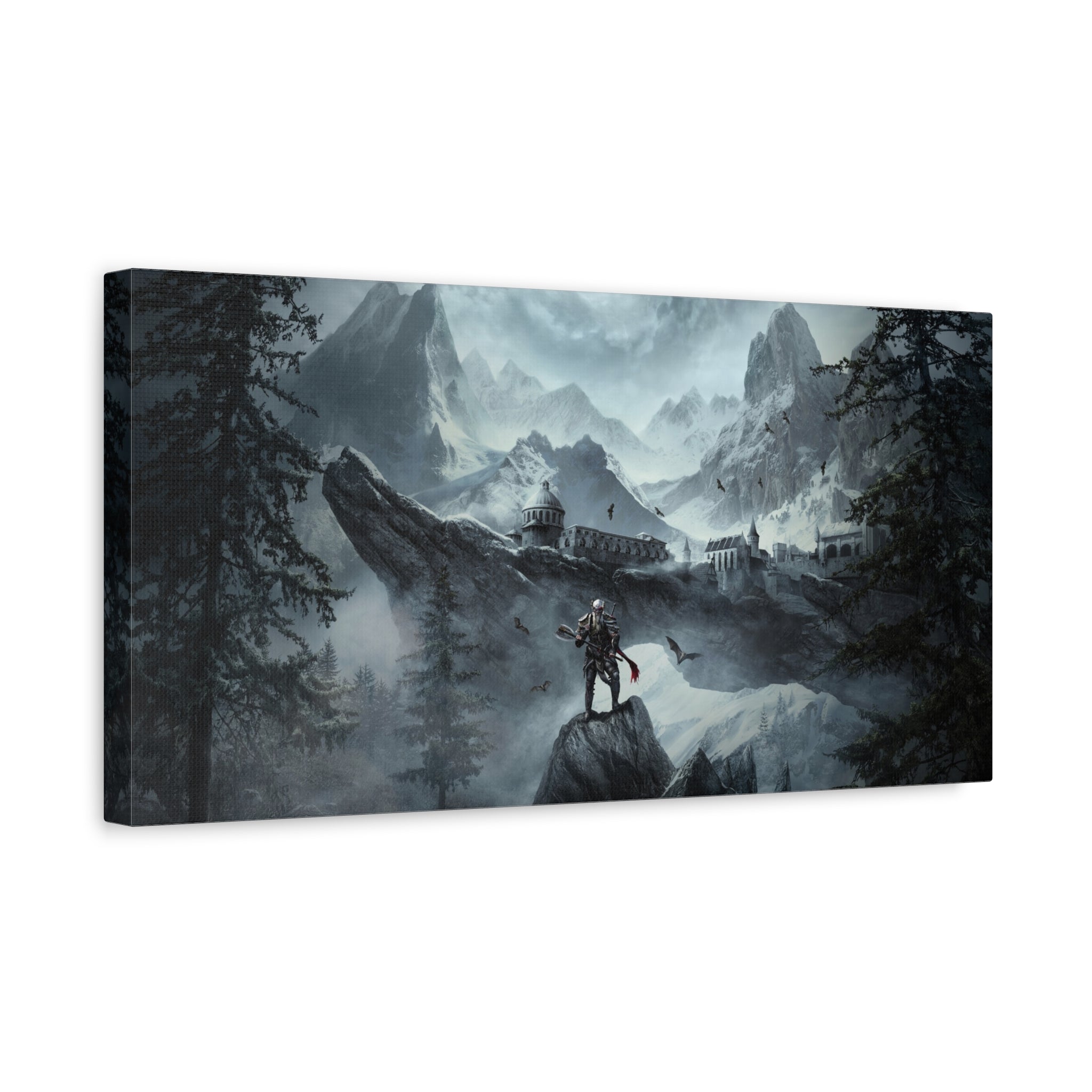 The Elder Scrolls Skyrim Canvas Wall Art - Dragon Game Canvas Print Room Decor, Viking Warrior Gaming Wall Art, Skyrim Gift