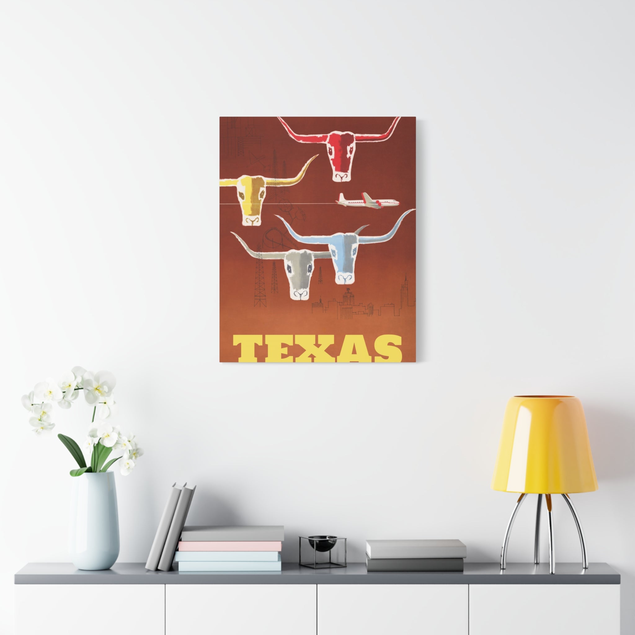 canvas-print-texas-travel-wall-art-texas-decor-longhorn-skull-matte-stretched-artwork-texas-gift-lone-star-state-souvenir