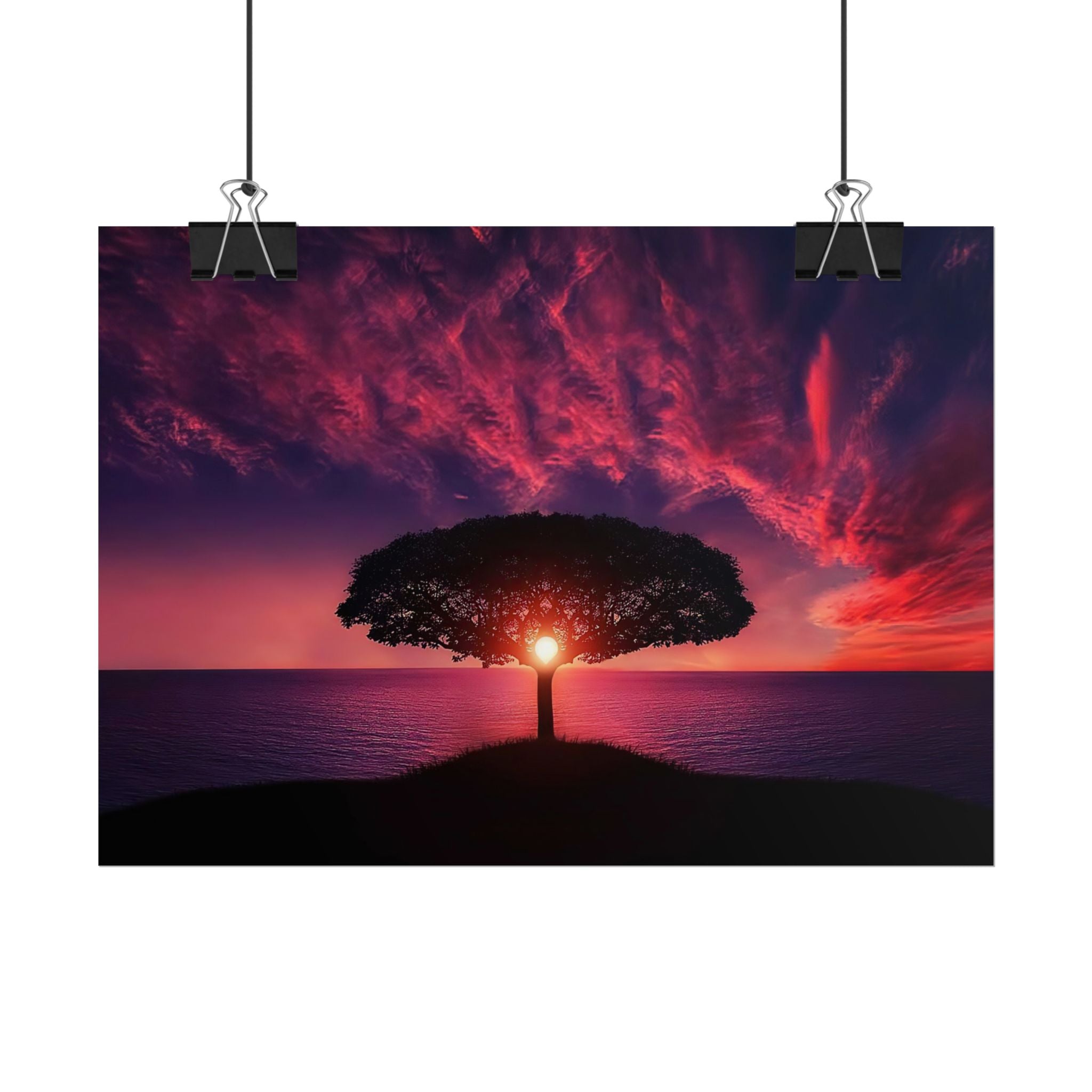 Panoramic Sunset Poster Print, Tree Wall Art, Scenery Decor, Exra Large Wall Art, Canvas Art Print, Landscape, Nature Wall Decor