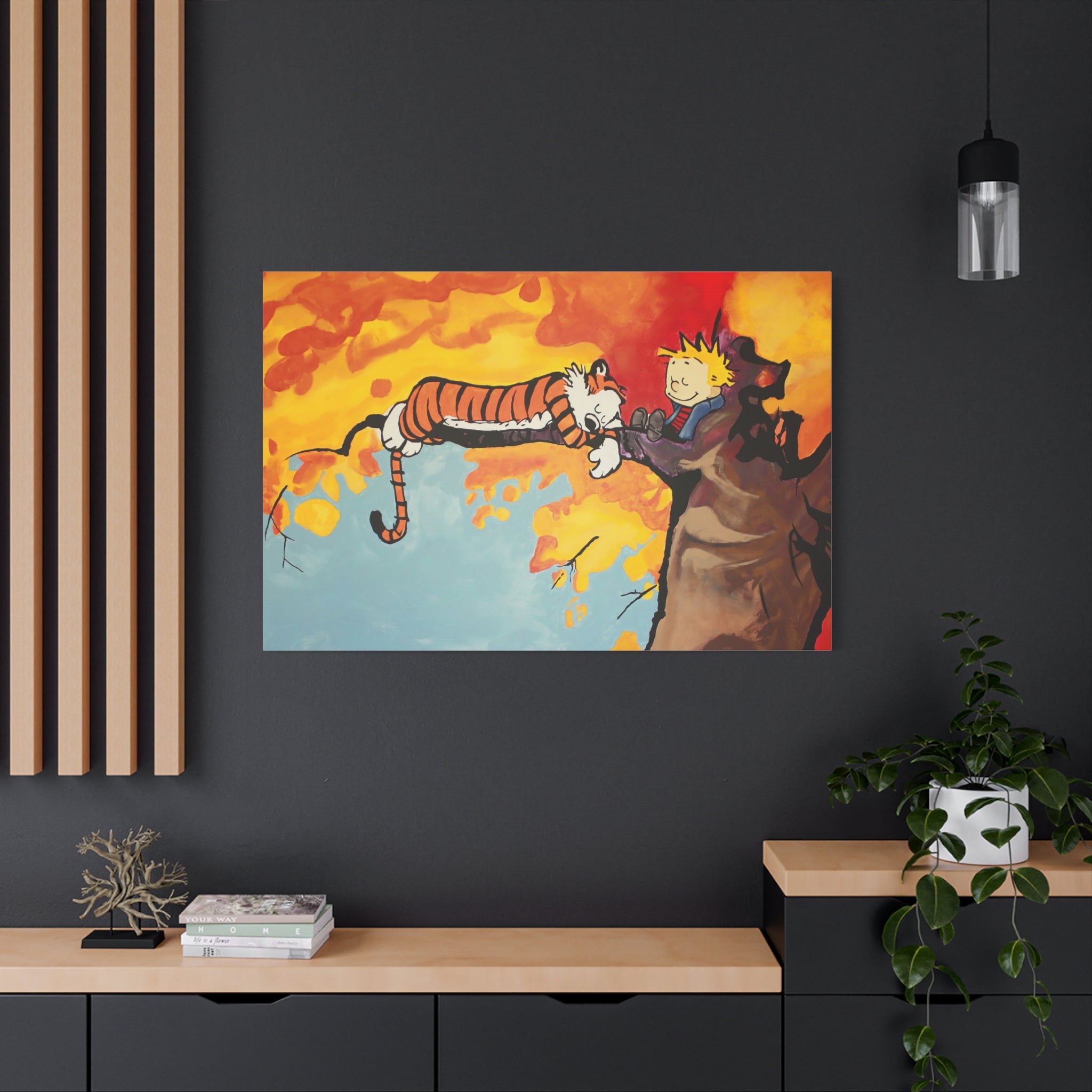 Calvin and Hobbes Canvas Wall Art - Nostalgic Comic Strip Poster for Nursery & Kids Room Decor - Friendship Theme Gift Idea
