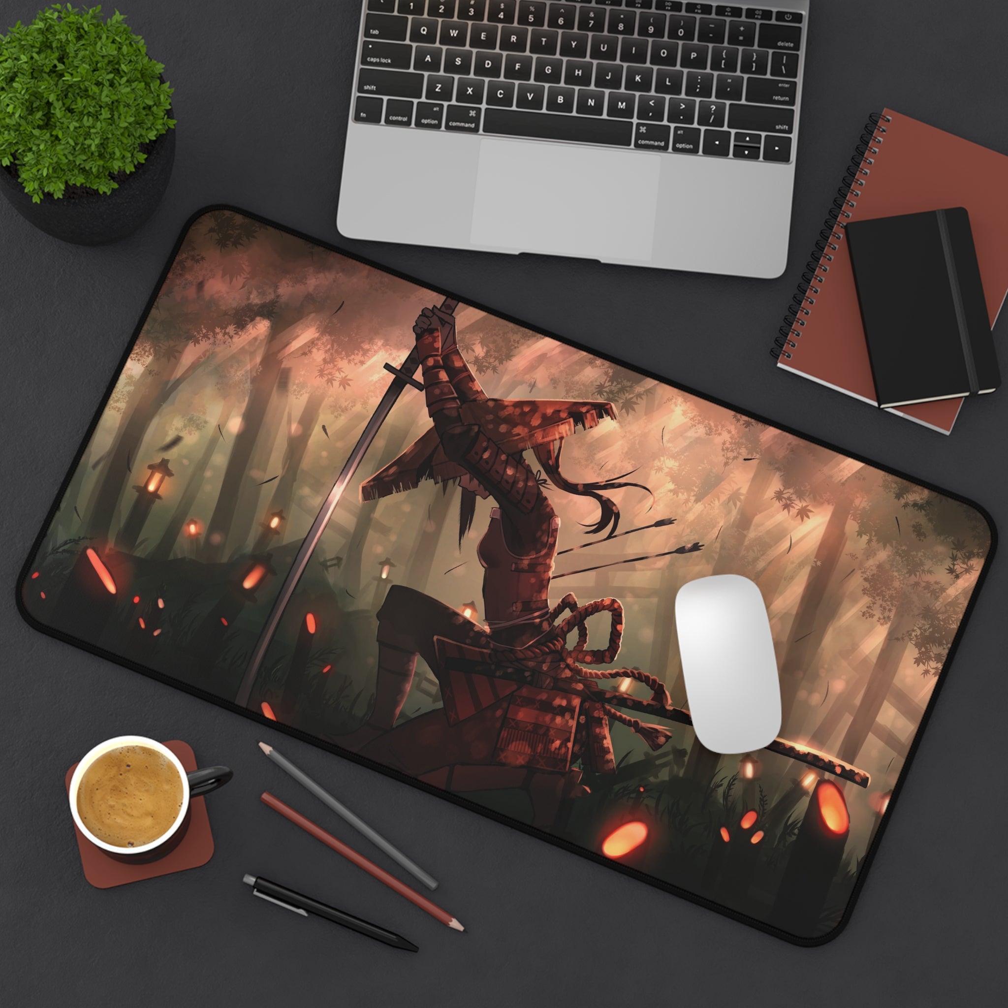 anime-samurai-girl-warrior-mouse-pad-japanese-katana-red-samurai-warrior-desk-mat-japanese-anime-girl-samurai-desk-pad-anime-