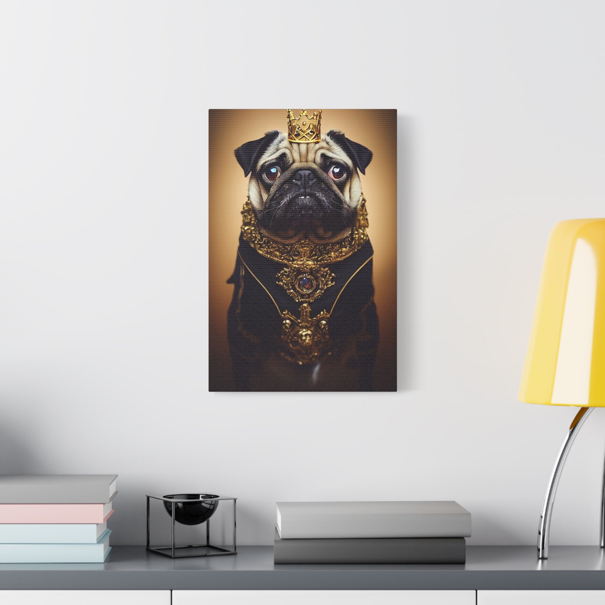 canvas-print-pug-crown-funny-jewelry-wall-art-decor-stretched-matte-canvas-home-living-room-decoration-dog-lover-gift-animal-