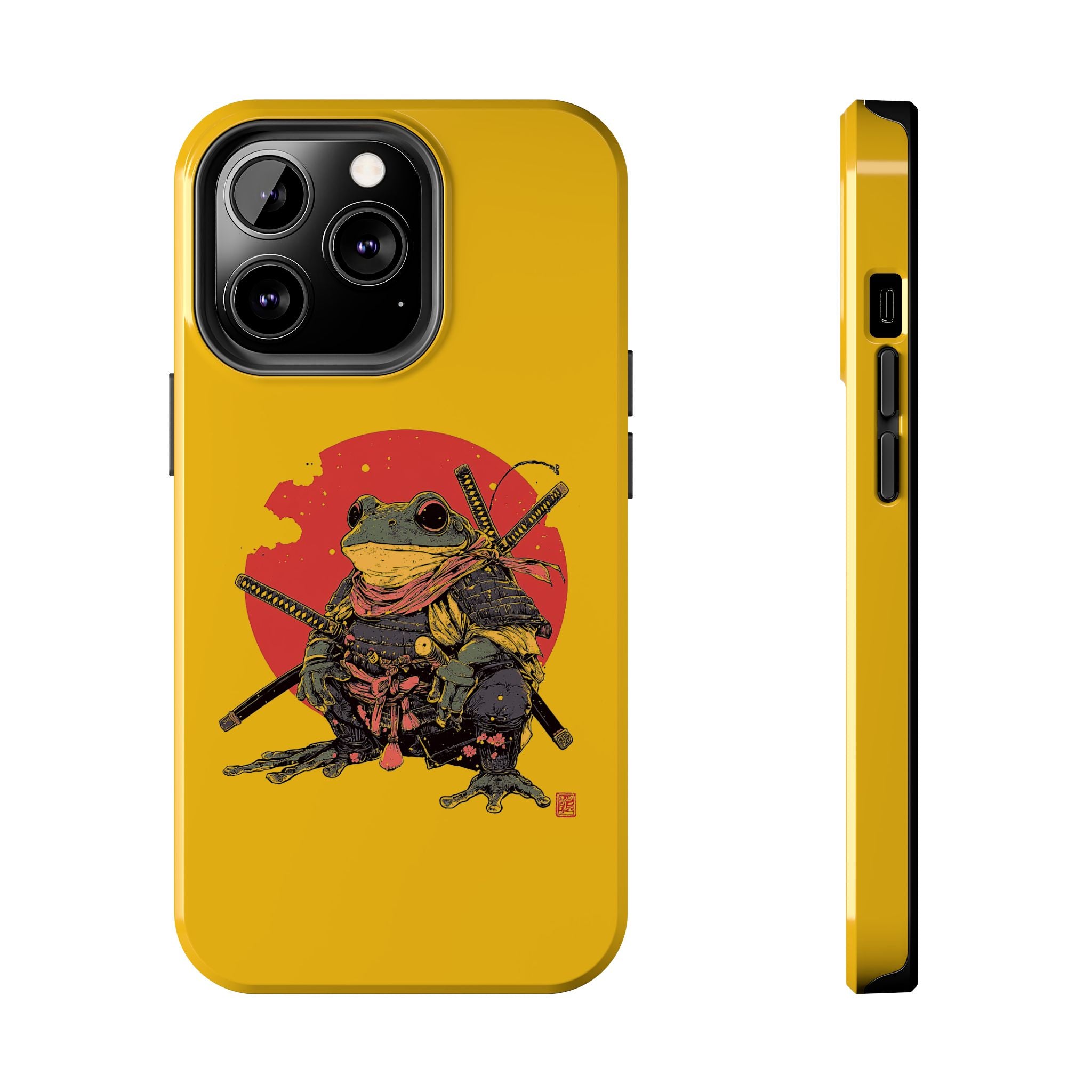 retro-vintage-ninja-frog-iphone-tough-case-red-sun-japanese-samurai-frog-design-ninja-warrior-yellow-iphone-hard-cover