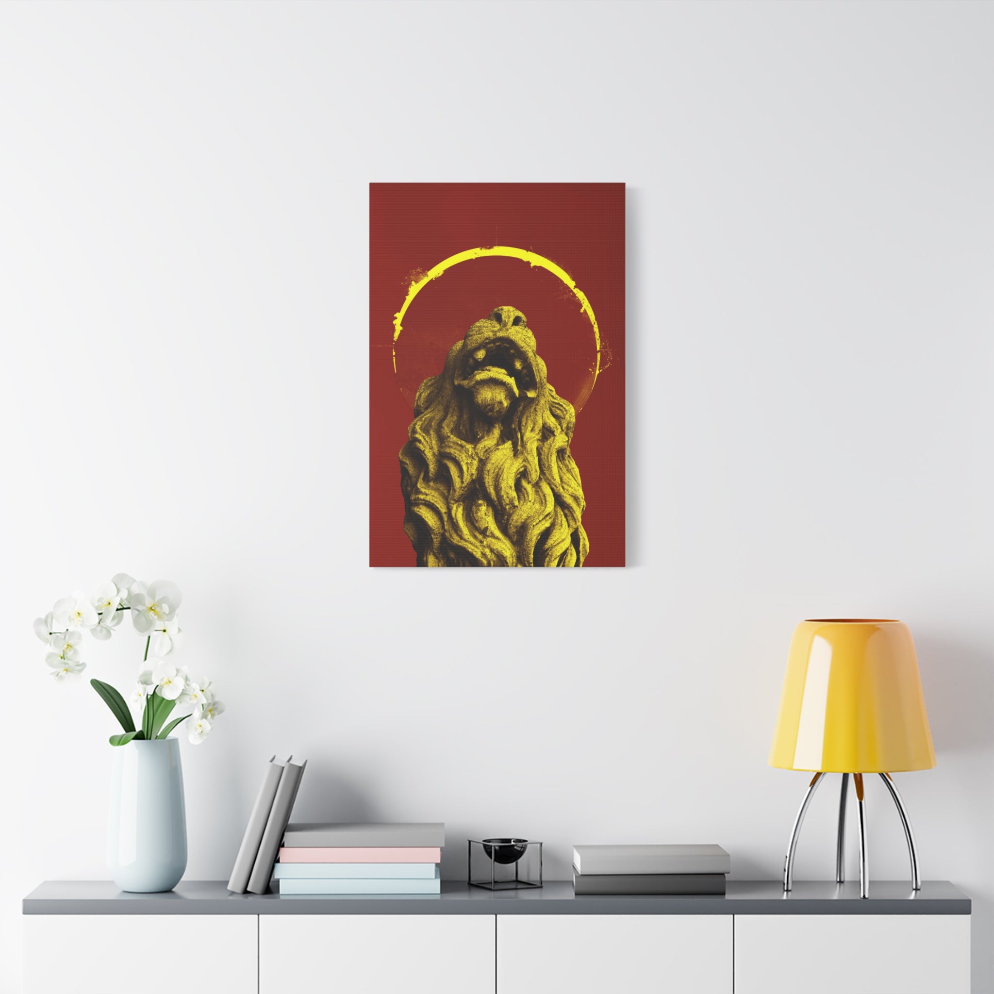 canvas-print-golden-lion-art-red-sun-aesthetic-minimalist-wall-decor-home-art-animal-artwork-boho-decor-modern-art-print