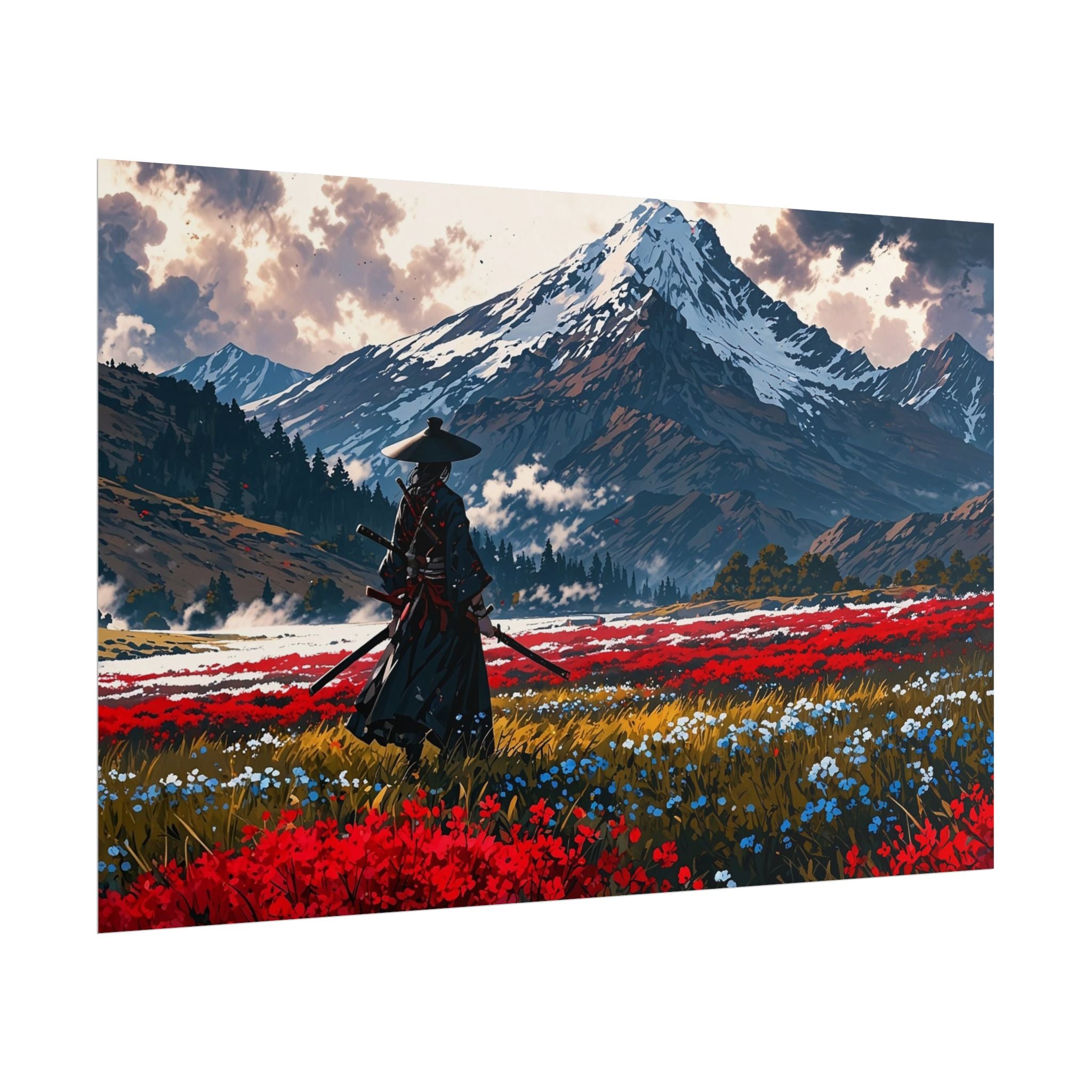 Samurai Canvas Print - Katana Japanese Artwork, Asian Decor, Samurai Warrior Poster, Anime Poster