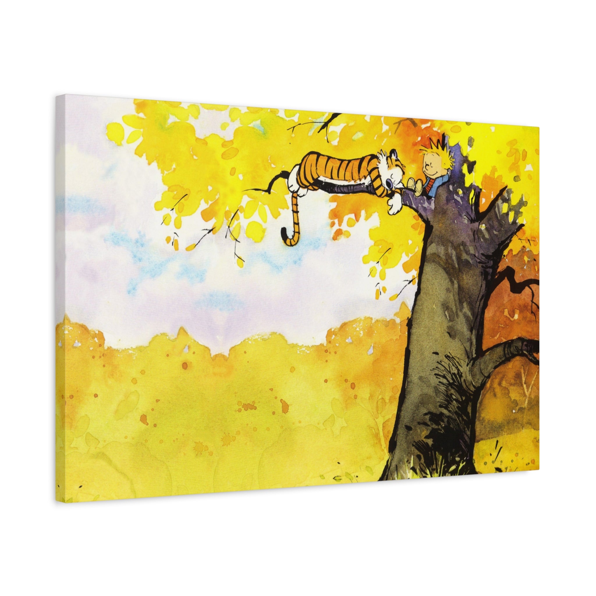 Calvin and Hobbes Canvas Wall Art - Nostalgic Comic Strip Canvas for Kids Room & Nursery Decor - Friendship Adventure Theme Print