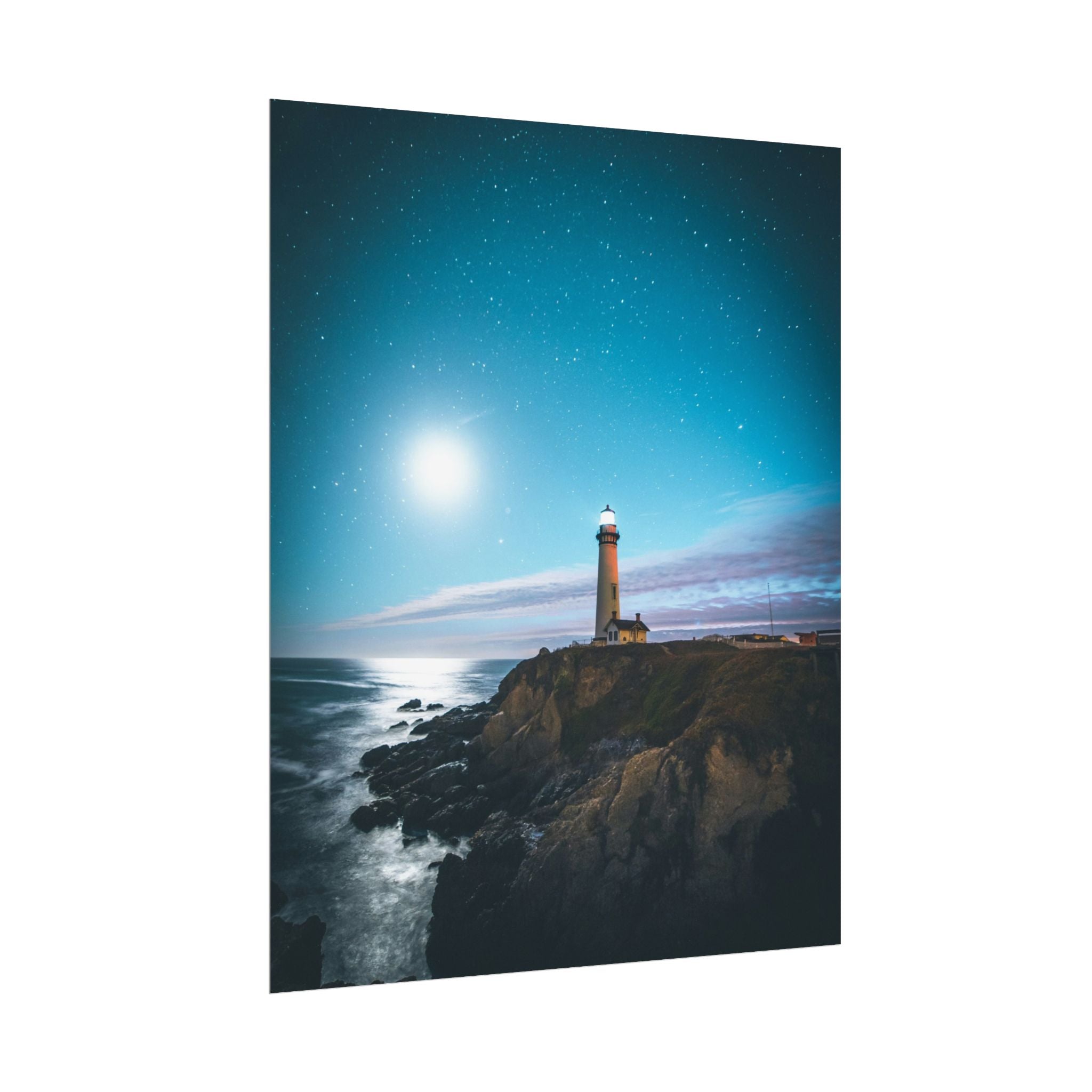 lighthouse-on-rock-poster-print-coastal-wall-art-nautical-wall-decor-beach-house-decoration-seaside-wall-ocean-wall-art