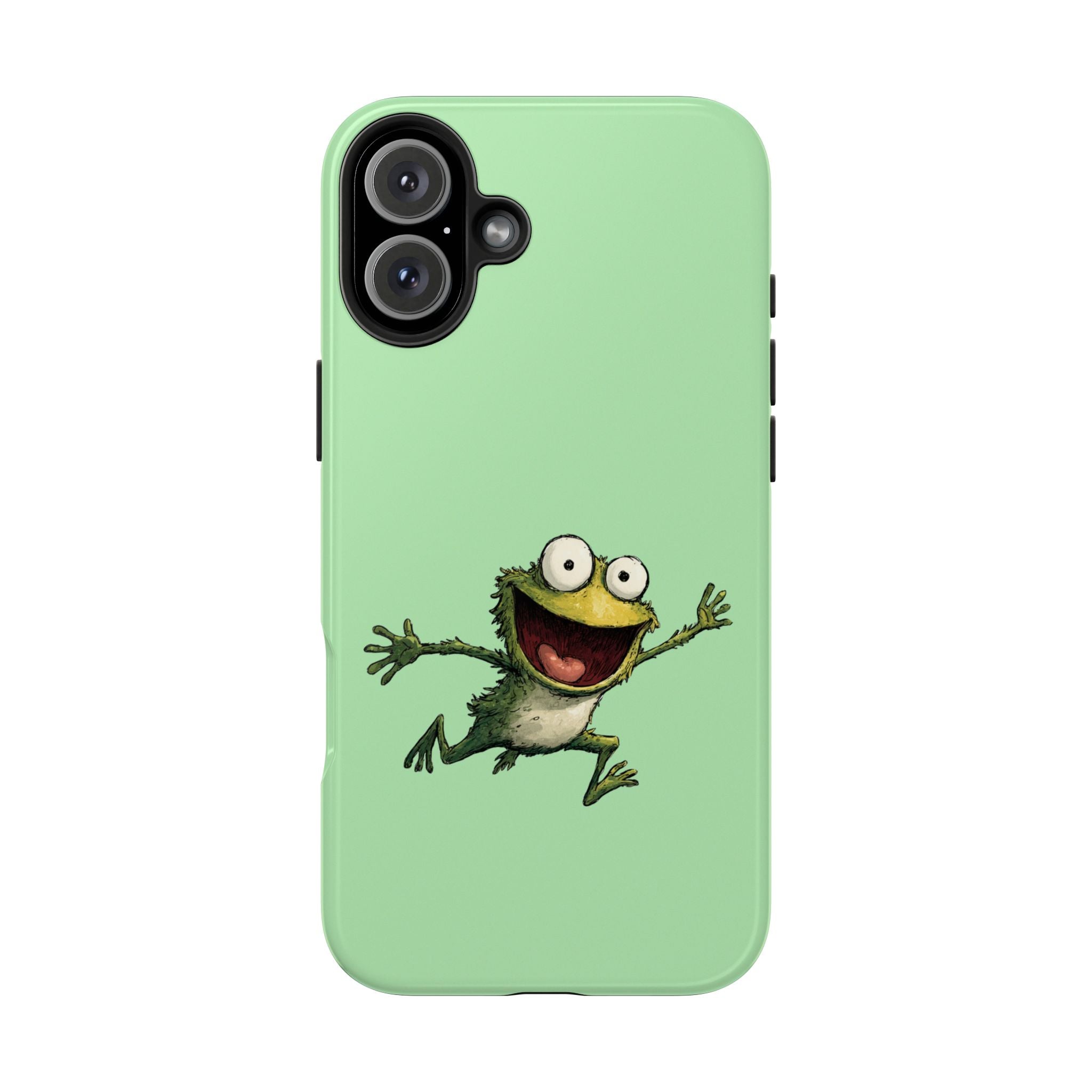 Quirky Funny Frog iPhone Tough Case - Kawaii Animal Phone Cover - Frog Protective Phone Cover - Green iPhone Case