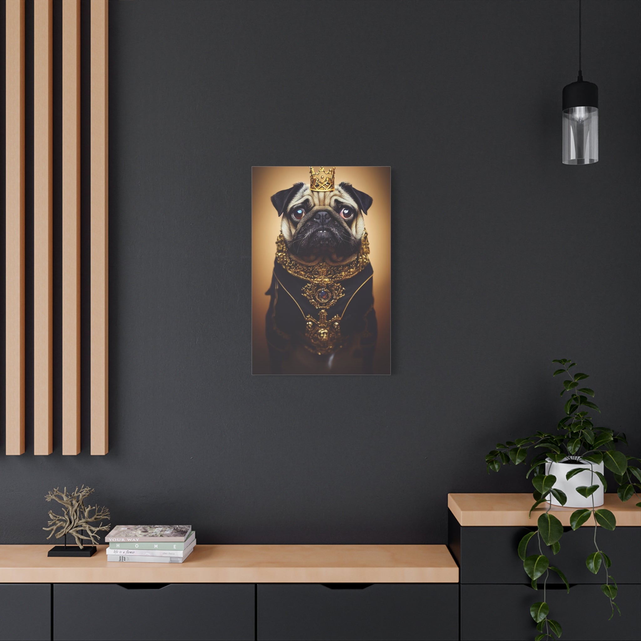 canvas-print-pug-crown-funny-jewelry-wall-art-decor-stretched-matte-canvas-home-living-room-decoration-dog-lover-gift-animal-