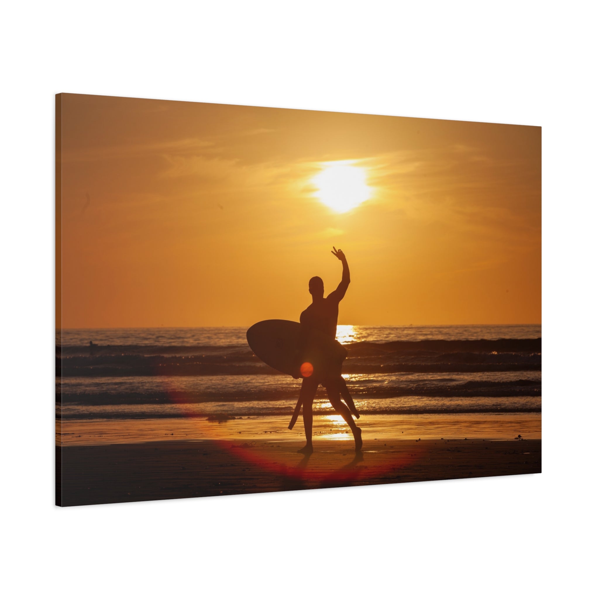canvas-wall-art-print-beach-surfing-sunset-silhouette-decor-matte-stretched-coastal-home-decoration-ocean-waves-picture