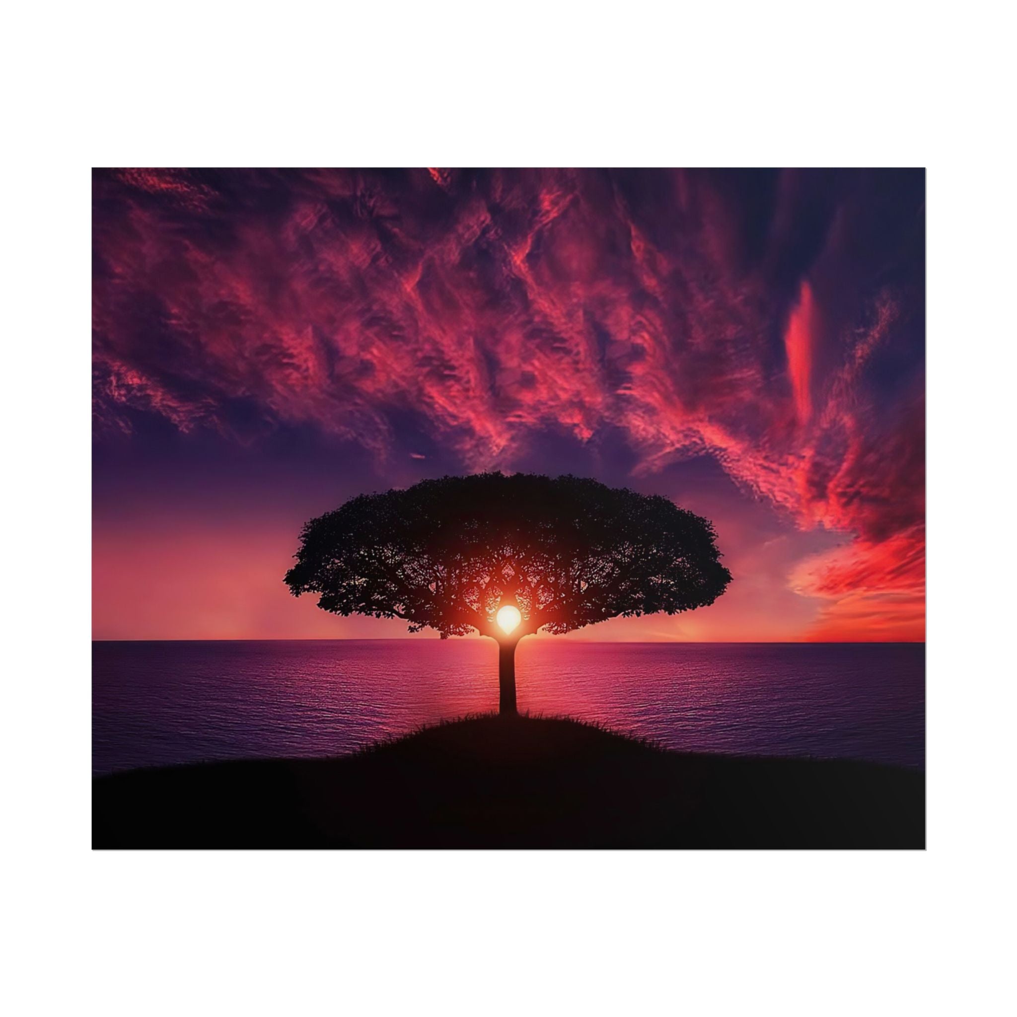 Panoramic Sunset Poster Print, Tree Wall Art, Scenery Decor, Exra Large Wall Art, Canvas Art Print, Landscape, Nature Wall Decor