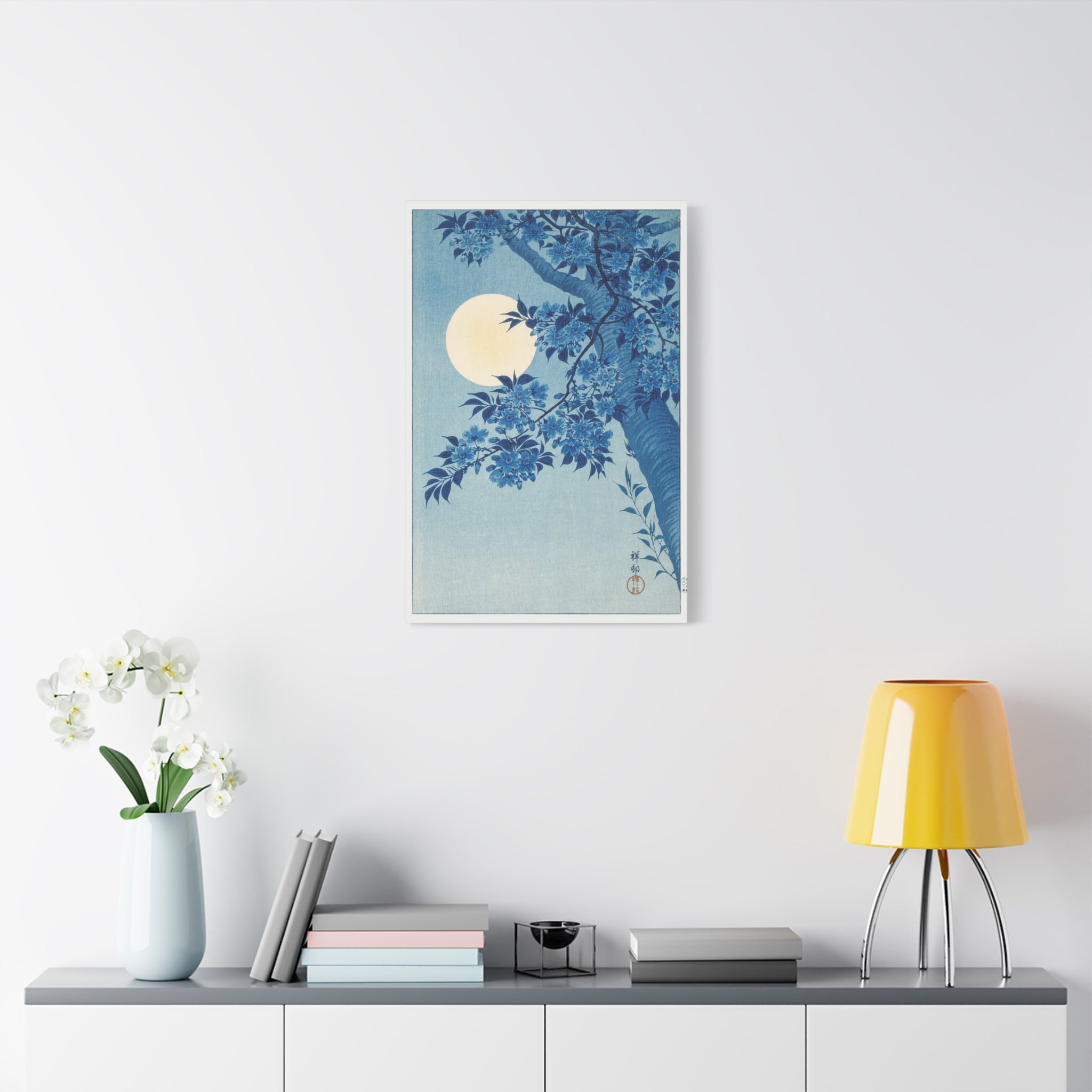 canvas-print-blossoming-cherry-on-a-moonlit-night-ohara-koson-floral-home-decor-living-room-wall-art-stretched-canvas