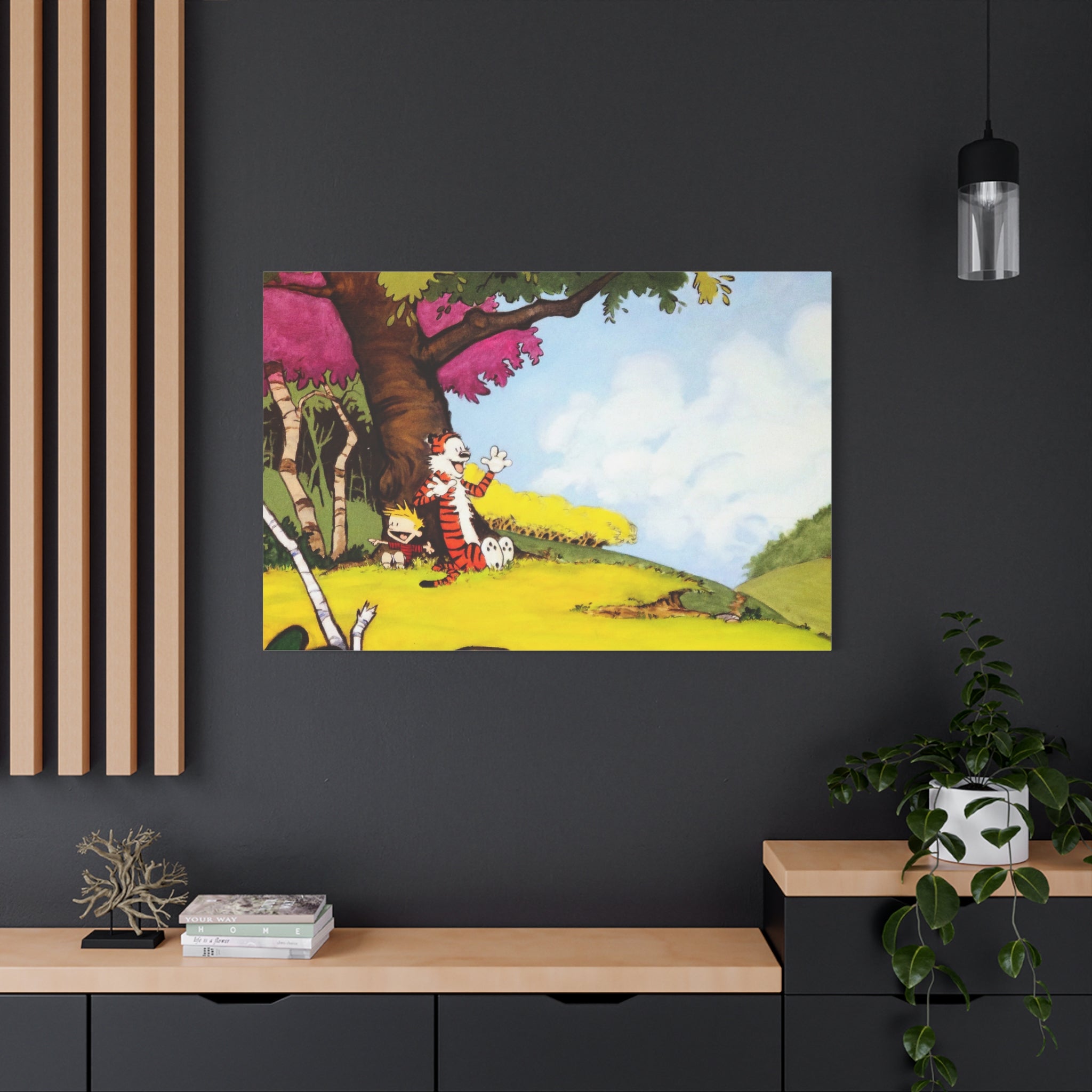 Calvin and Hobbes Canvas Wall Art - Nostalgic Comic Strip Poster for Kids Room & Nursery Room Decor - Adventure Theme Print