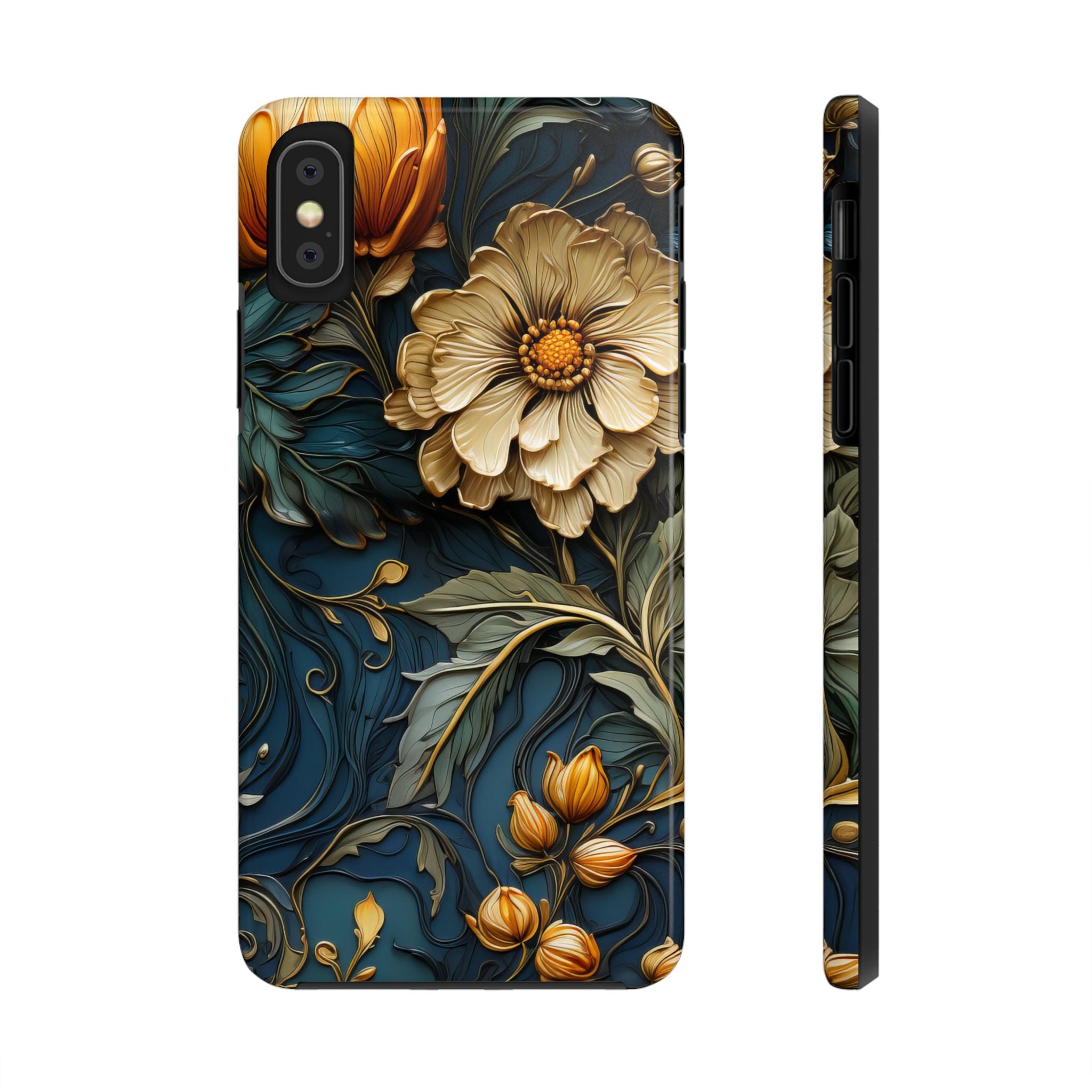 textured-art-nouveau-floral-tough-phone-case-cottagecore-iphone-case-unique-floral-phone-cover-vintage-style-iphone-case-prot