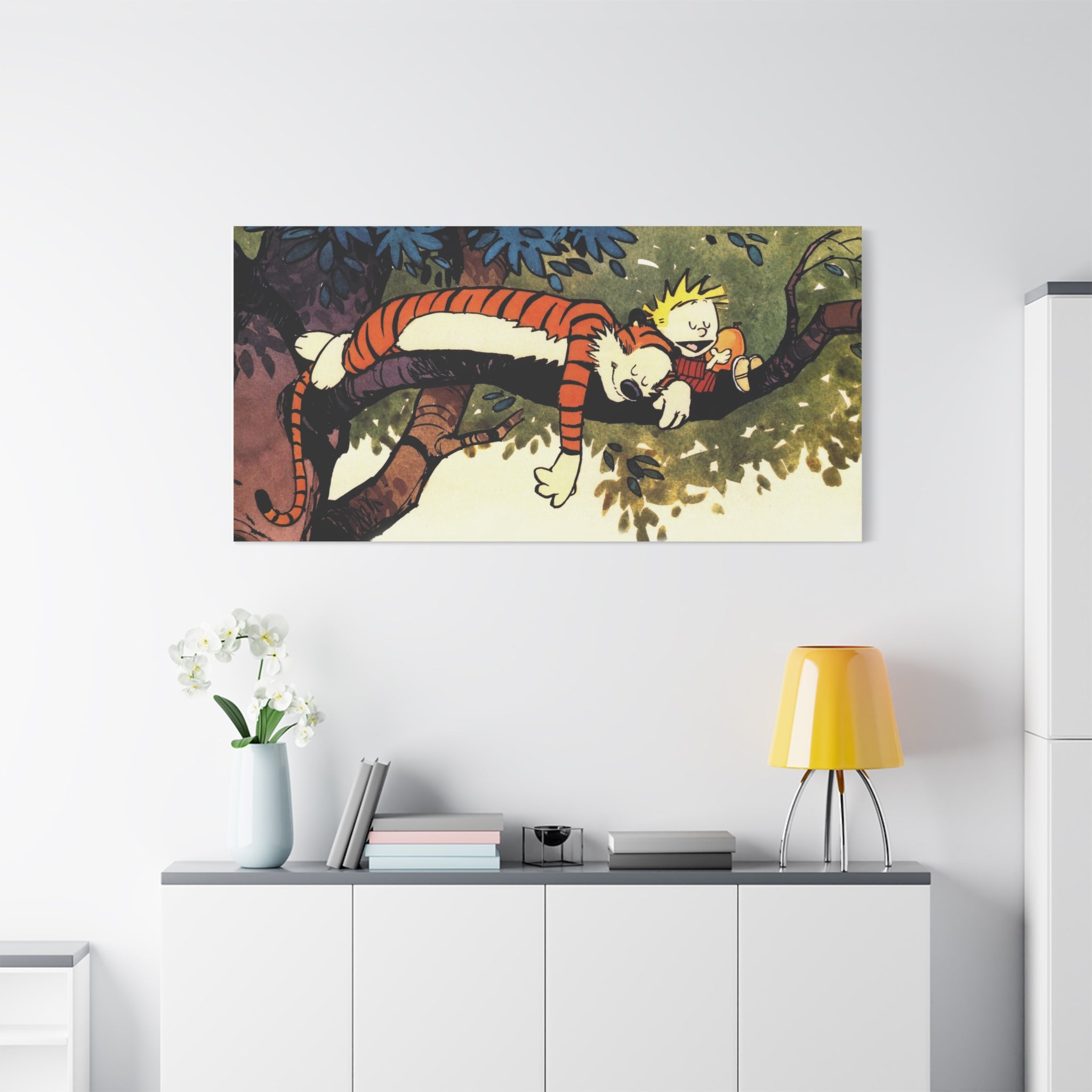 Calvin and Hobbes Canvas Wall Art - Nostalgic Comic Book Poster for Kids Room & Nursery Room Decor - Adventure Theme Print