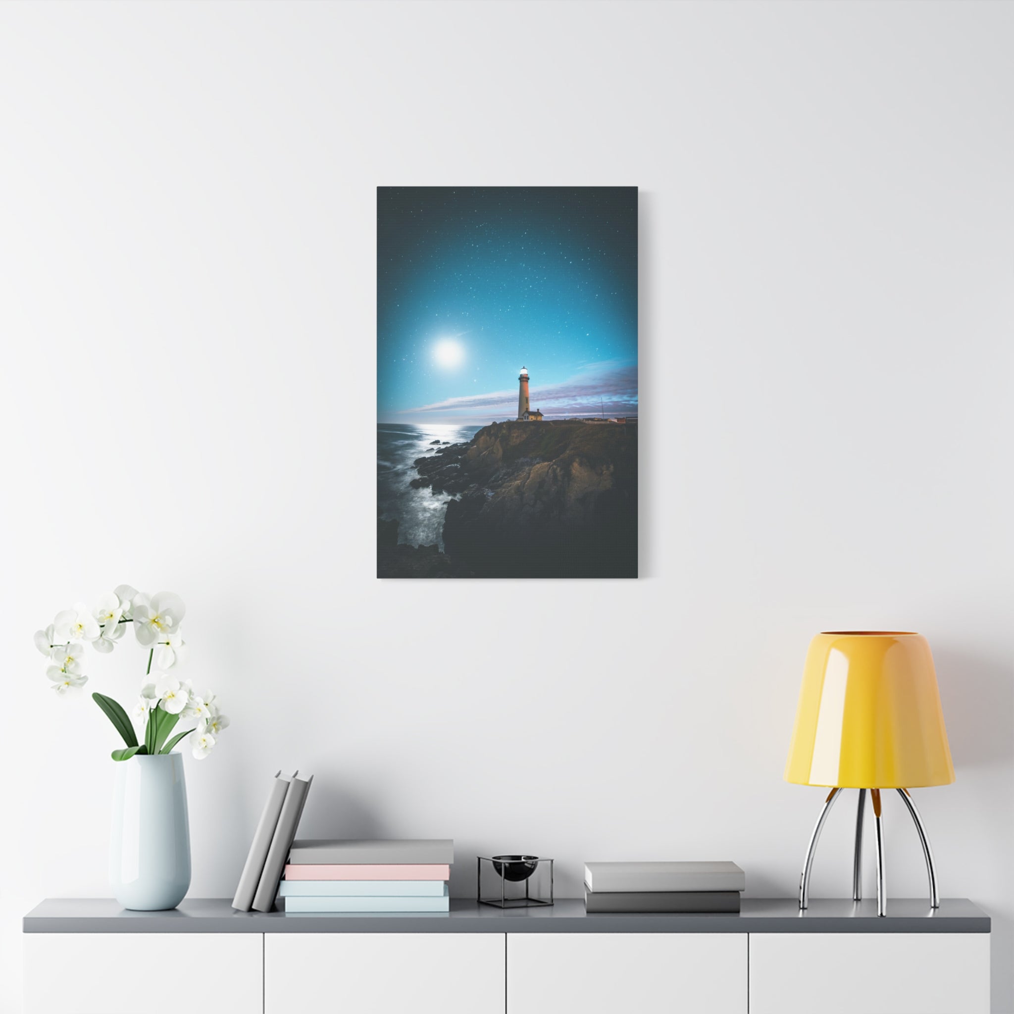 canvas-print-lighthouse-on-rock-matte-canvas-stretched-1-25-inch-coastal-wall-art-nautical-decor-beach-house-decoration-seasi