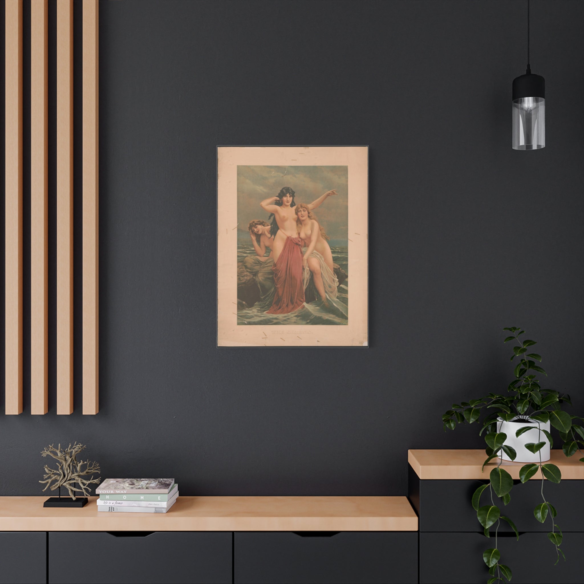 canvas-print-the-sirens-vintage-poster-woman-illustration-wall-decor-mythology-art-retro-sirens-picture-gift-for-mythology-lo