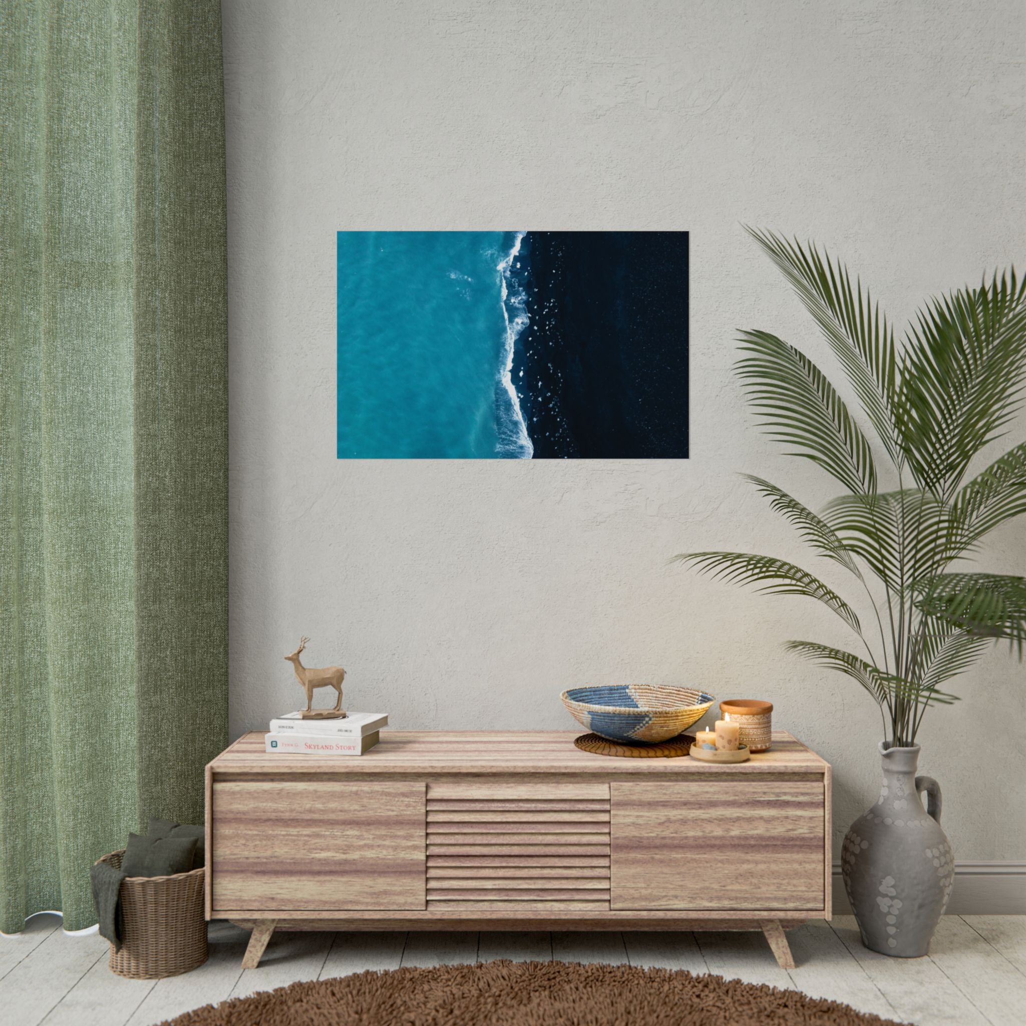 ocean-minimalist-decor-poster-print-beach-wall-art-coastal-photography-blue-ocean-print-sand-landscape-home-office-decoration