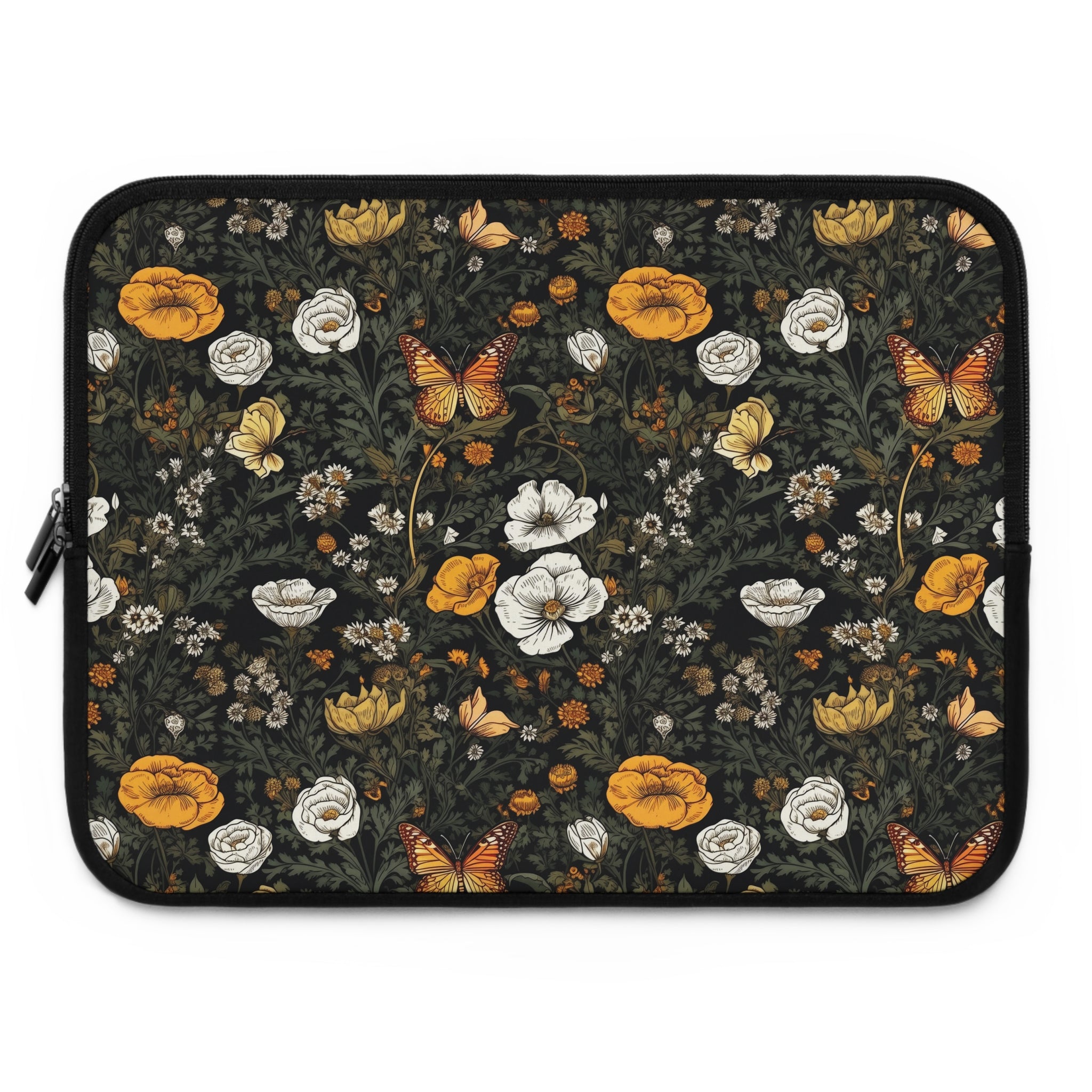 laptop-sleeve-cottagecore-dark-wild-flowers-butterfly-macbook-air-sleeve-floral-computer-bag-tech-case-tablet-cover-laptop