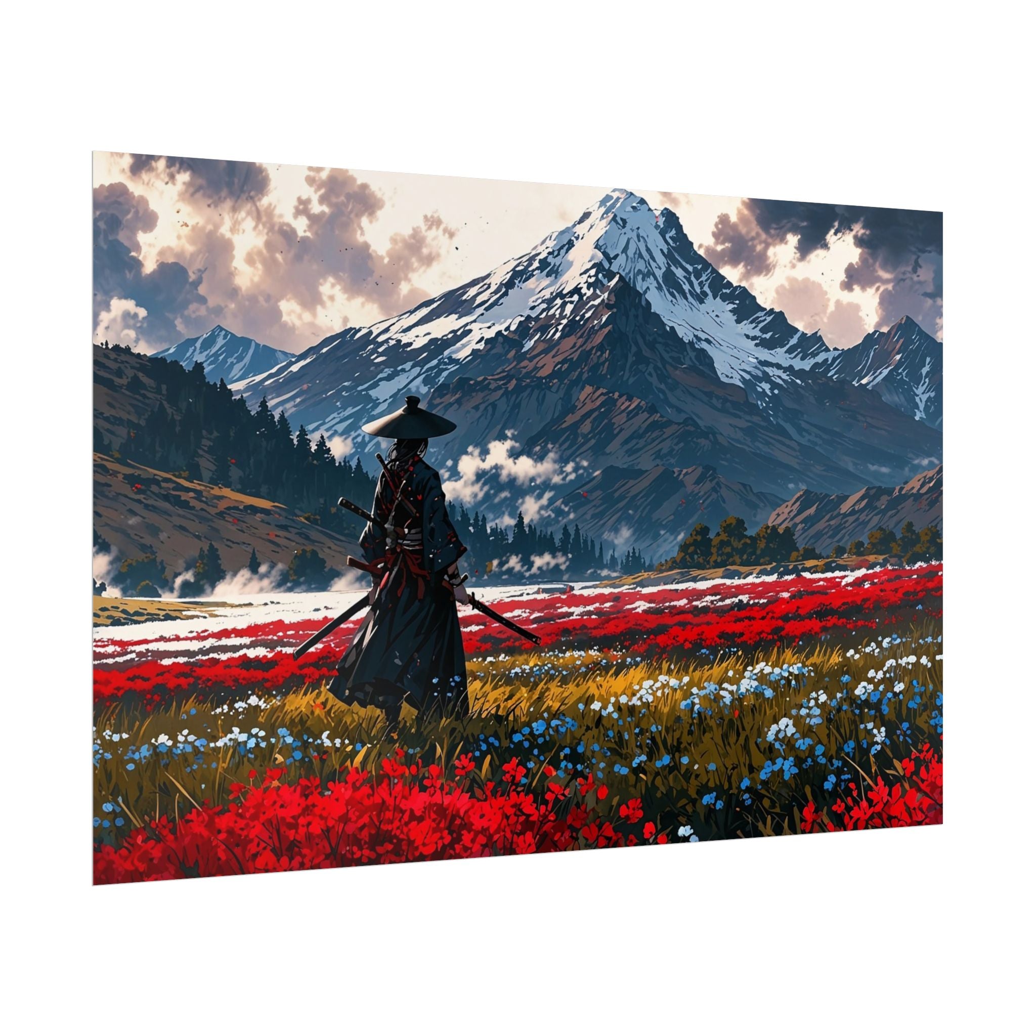 Samurai Canvas Print - Katana Japanese Artwork, Asian Decor, Samurai Warrior Poster, Anime Poster