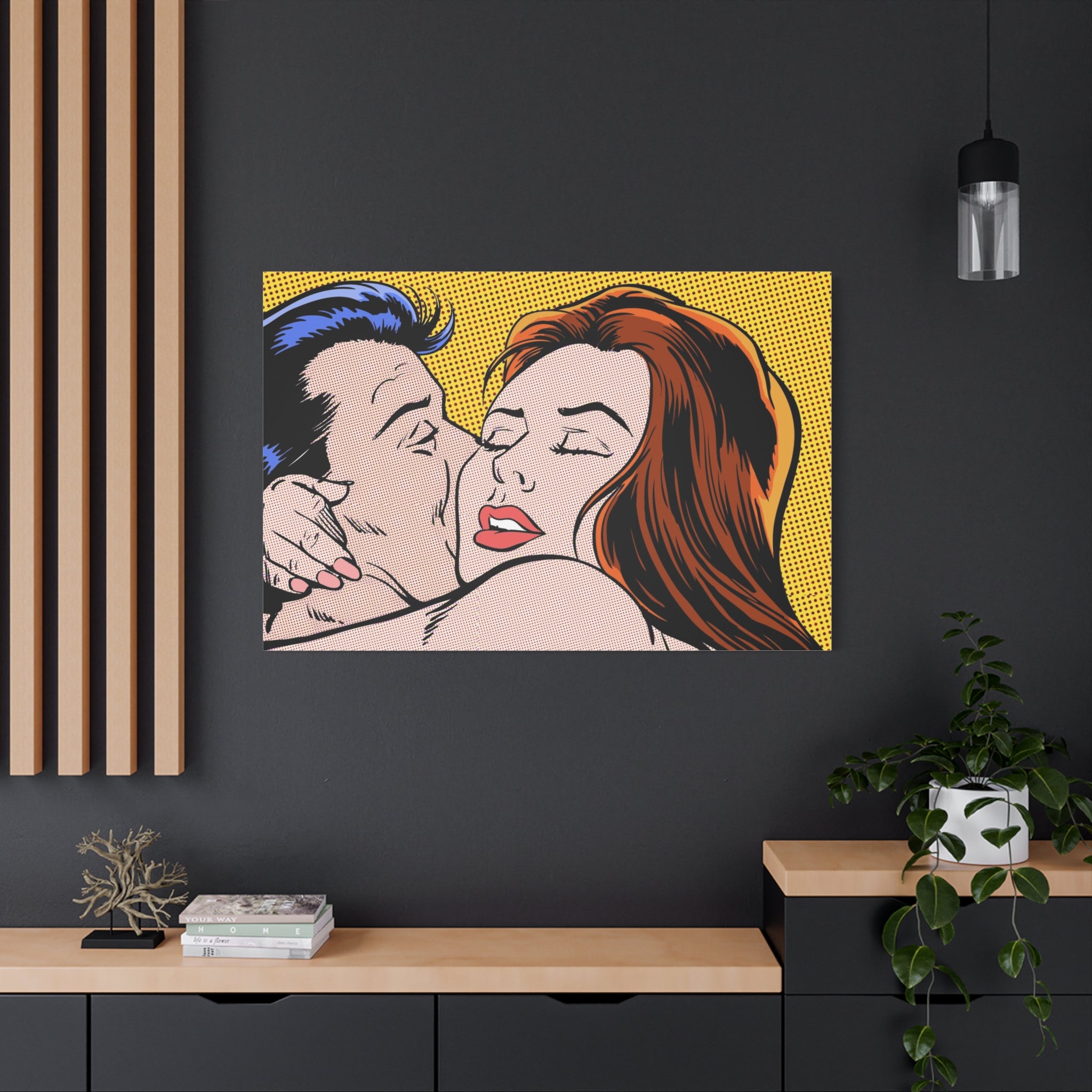 pop-art-canvas-print-retro-wall-art-stretched-matte-canvas-kiss-love-home-decor-wall-decor-poster-decorative-art-gift