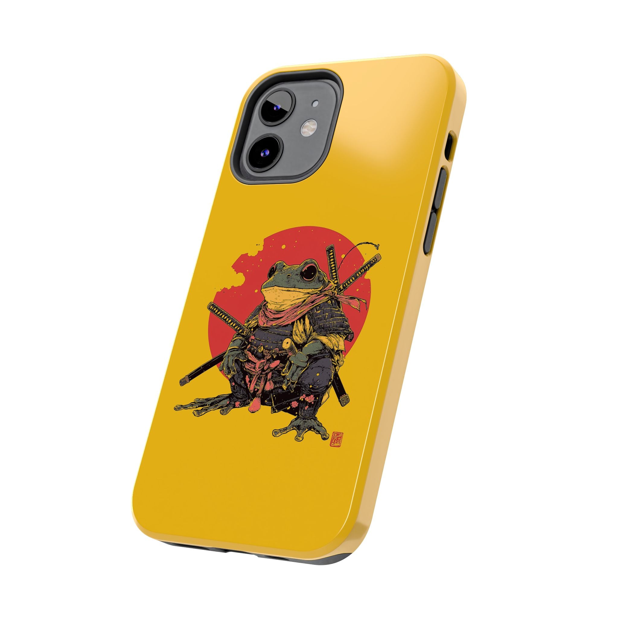 retro-vintage-ninja-frog-iphone-tough-case-red-sun-japanese-samurai-frog-design-ninja-warrior-yellow-iphone-hard-cover
