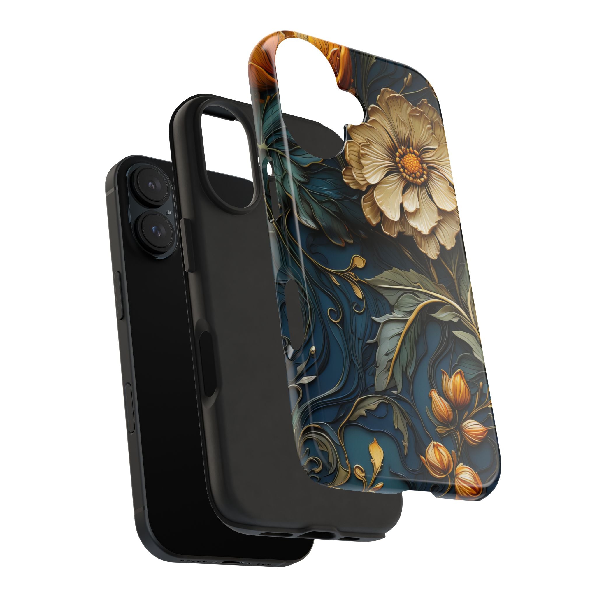 textured-art-nouveau-floral-tough-phone-case-cottagecore-iphone-case-unique-floral-phone-cover-vintage-style-iphone-case-prot