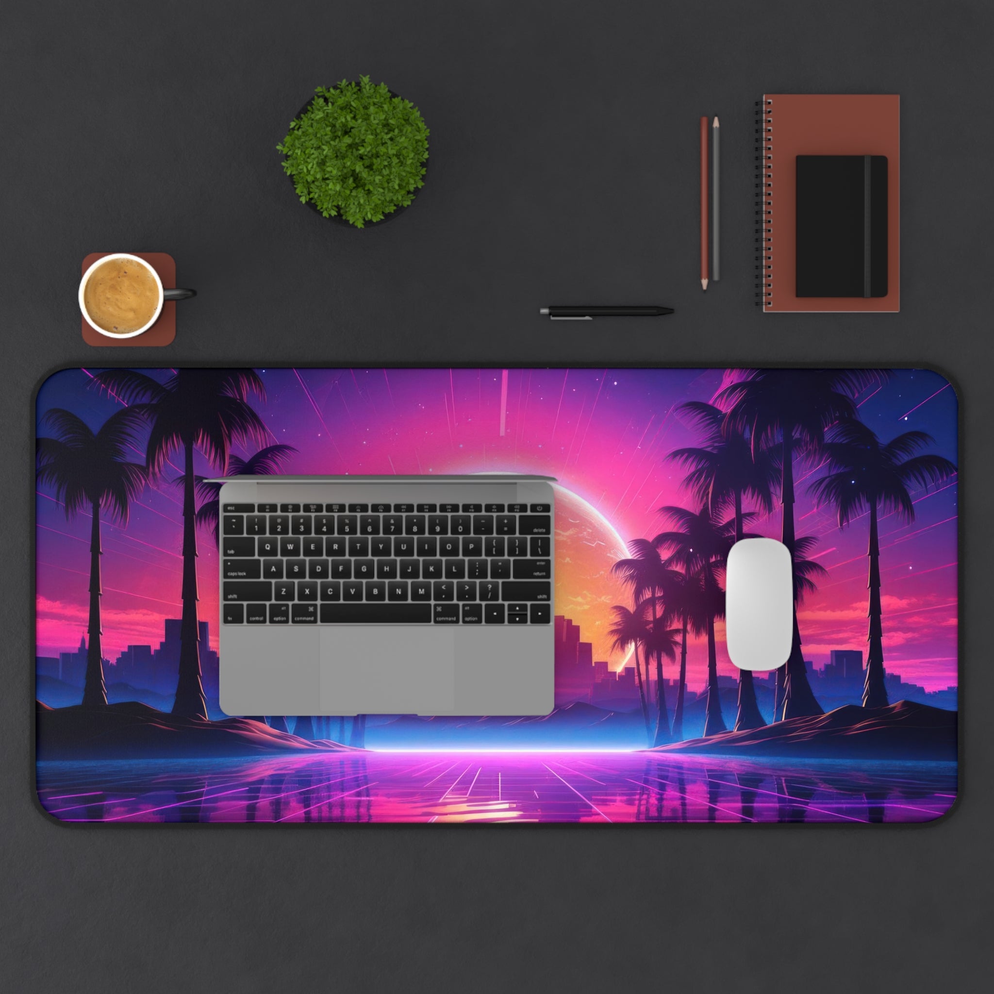 vaporwave-palm-tree-road-mouse-pad-retrowave-delorean-desk-mat-neon-synthwave-desk-pad-vaporwave-sun-and-mountains-vaporwave-
