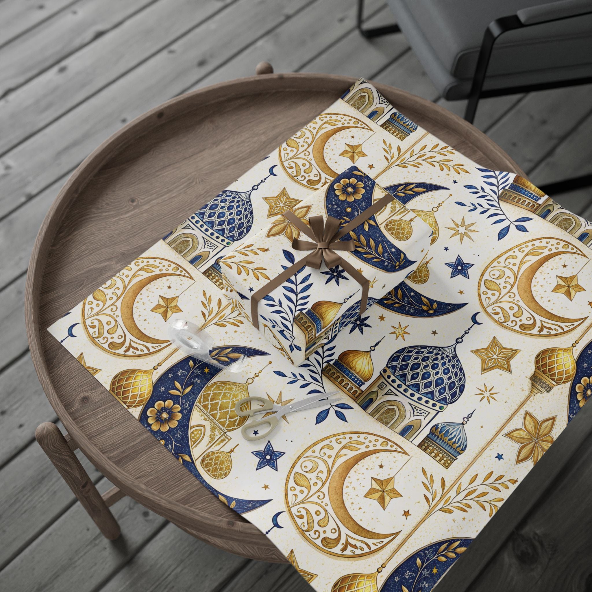 ramadan-night-wrapping-papers-islamic-crescent-moon-gift-wrap-mosque-silhouette-eid-holiday-supplies-festive-present-packagin