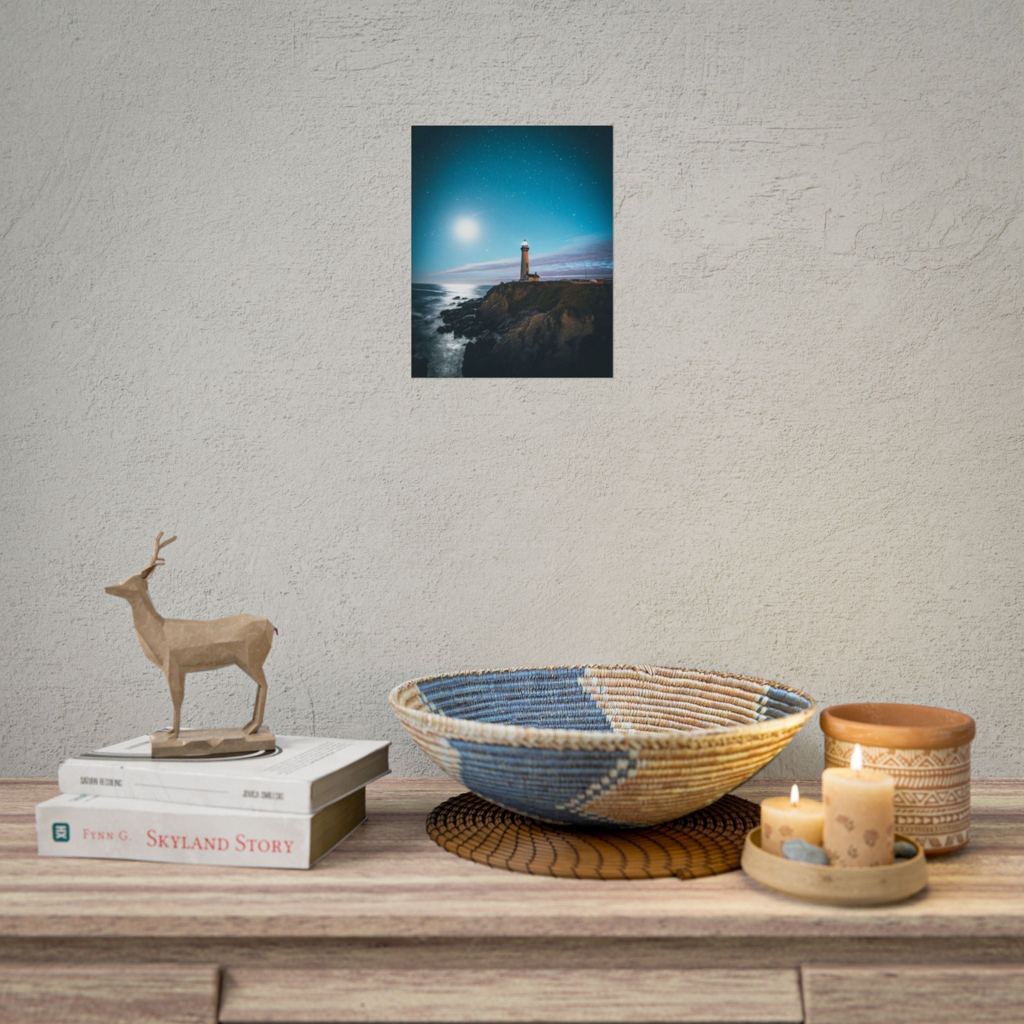 lighthouse-on-rock-poster-print-coastal-wall-art-nautical-wall-decor-beach-house-decoration-seaside-wall-ocean-wall-art