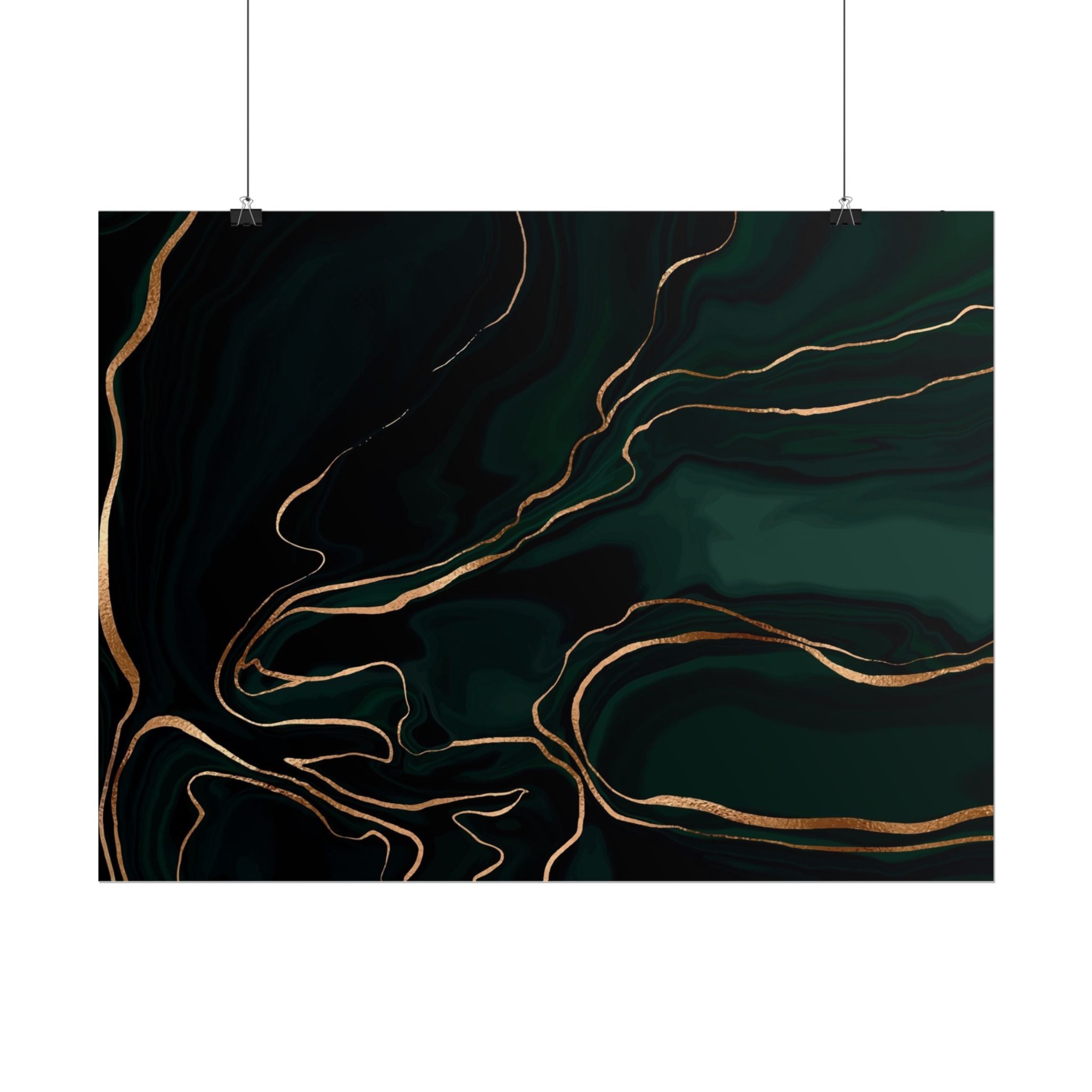 Abstract Green Gold Poster Print - Wall Art, Home Decor, Office Decor, Green Canvas Bedroom, Modern Art, Green Print