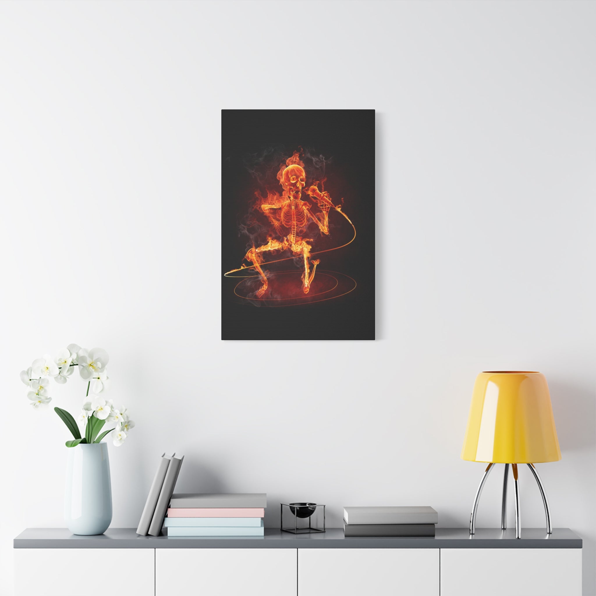 canvas-print-music-microphone-bones-fire-skull-home-decor-living-room-decor-rockn-roll-decor