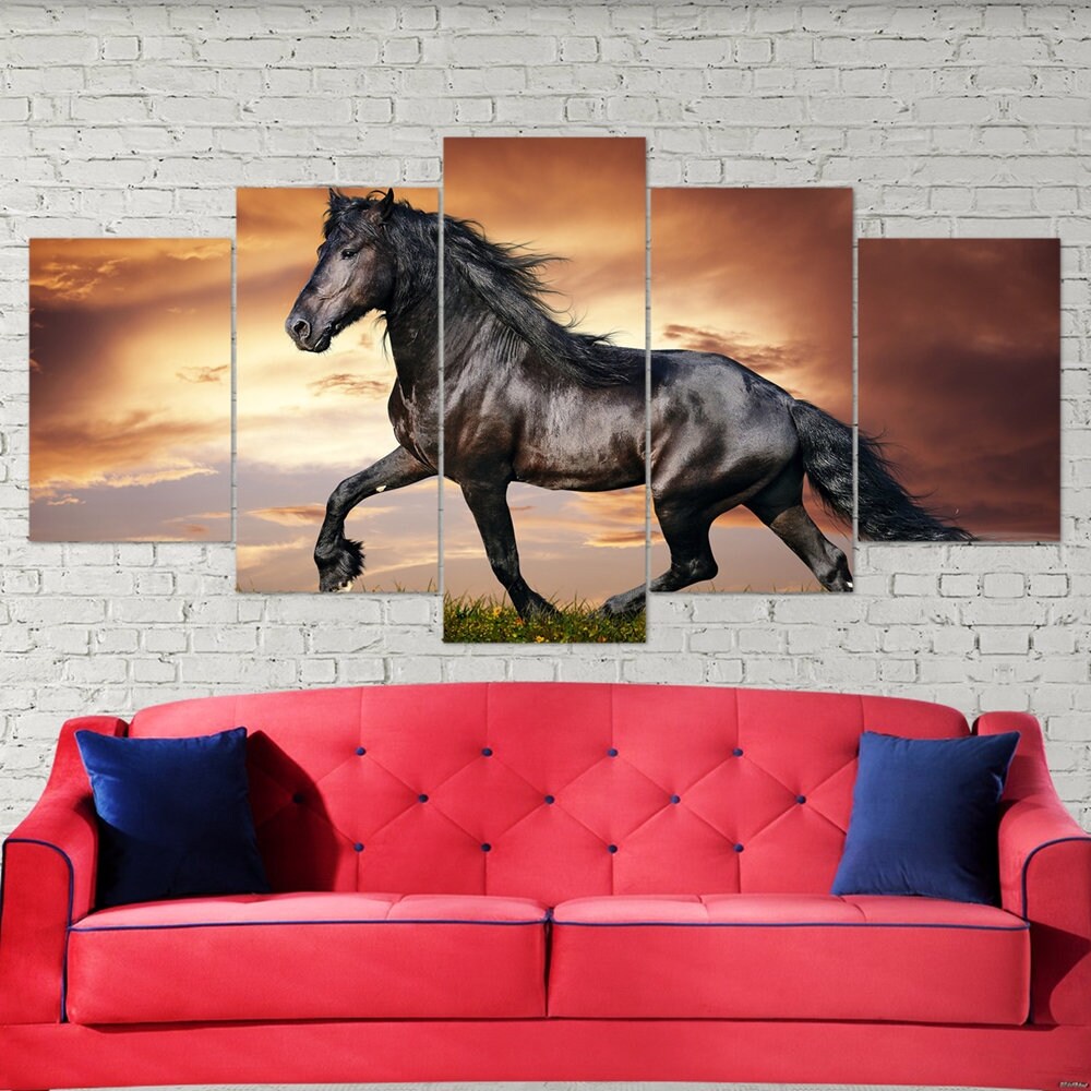 wild-horse-animal-art-forest-nature-5-piece-canvas-wall-art-canvas-print-animal-decor-art-extra-large-wall-art-multi-panel-gi