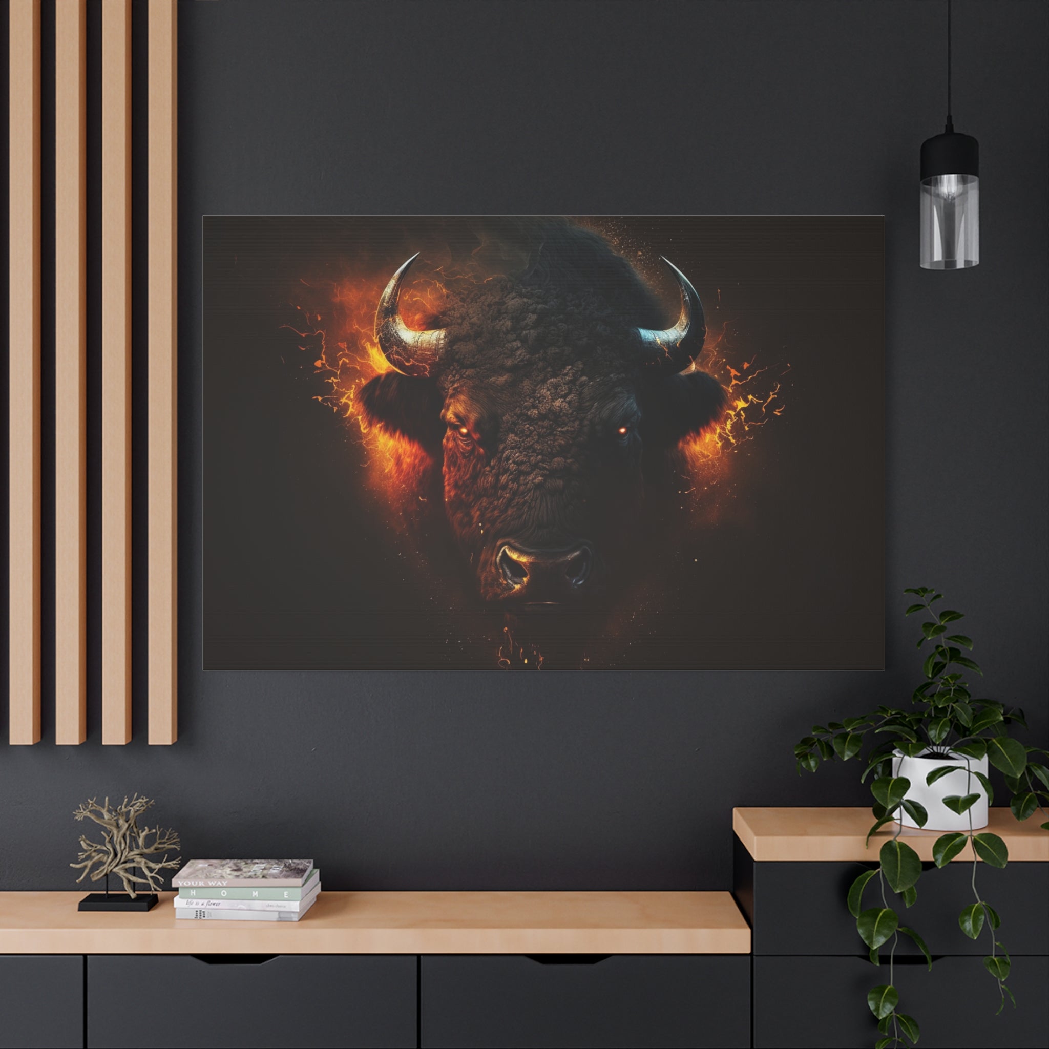 canvas-print-bison-art-wall-decor-buffalo-gift-wildlife-home-decoration-western-bison-painting-nature-lover-gift-farm-house-w