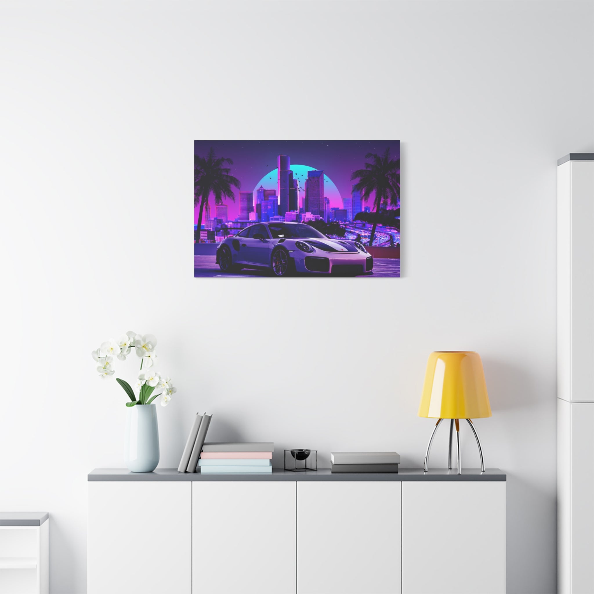 canvas-print-porsche-gt2-neon-retro-cityscape-cyberpunk-vaporwave-home-decor-wall-art-stretched-matte-canvas-canvas-wall-art