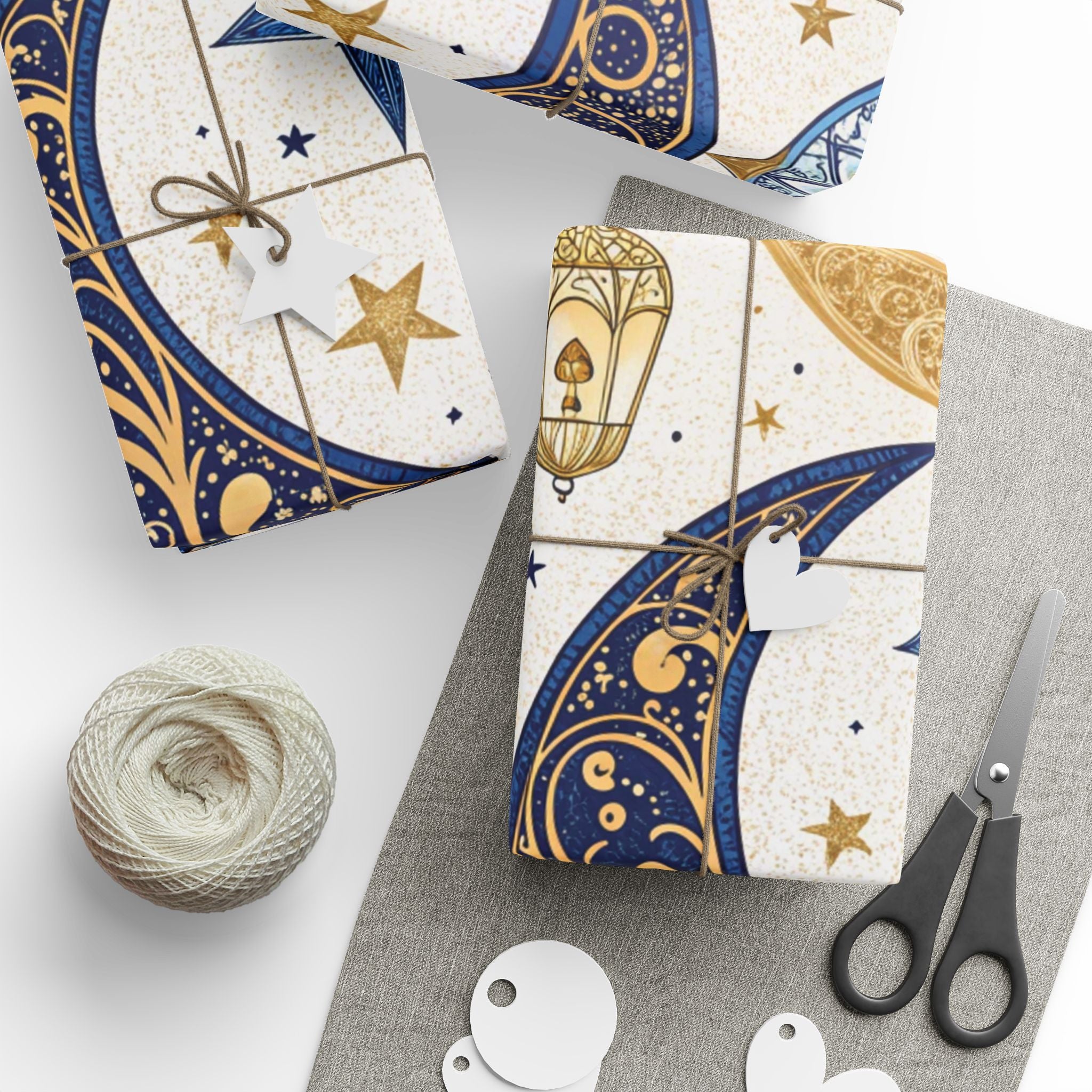 ramadan-night-wrapping-papers-islamic-crescent-moon-gift-wrap-mosque-silhouette-eid-holiday-supplies-festive-present-packagin