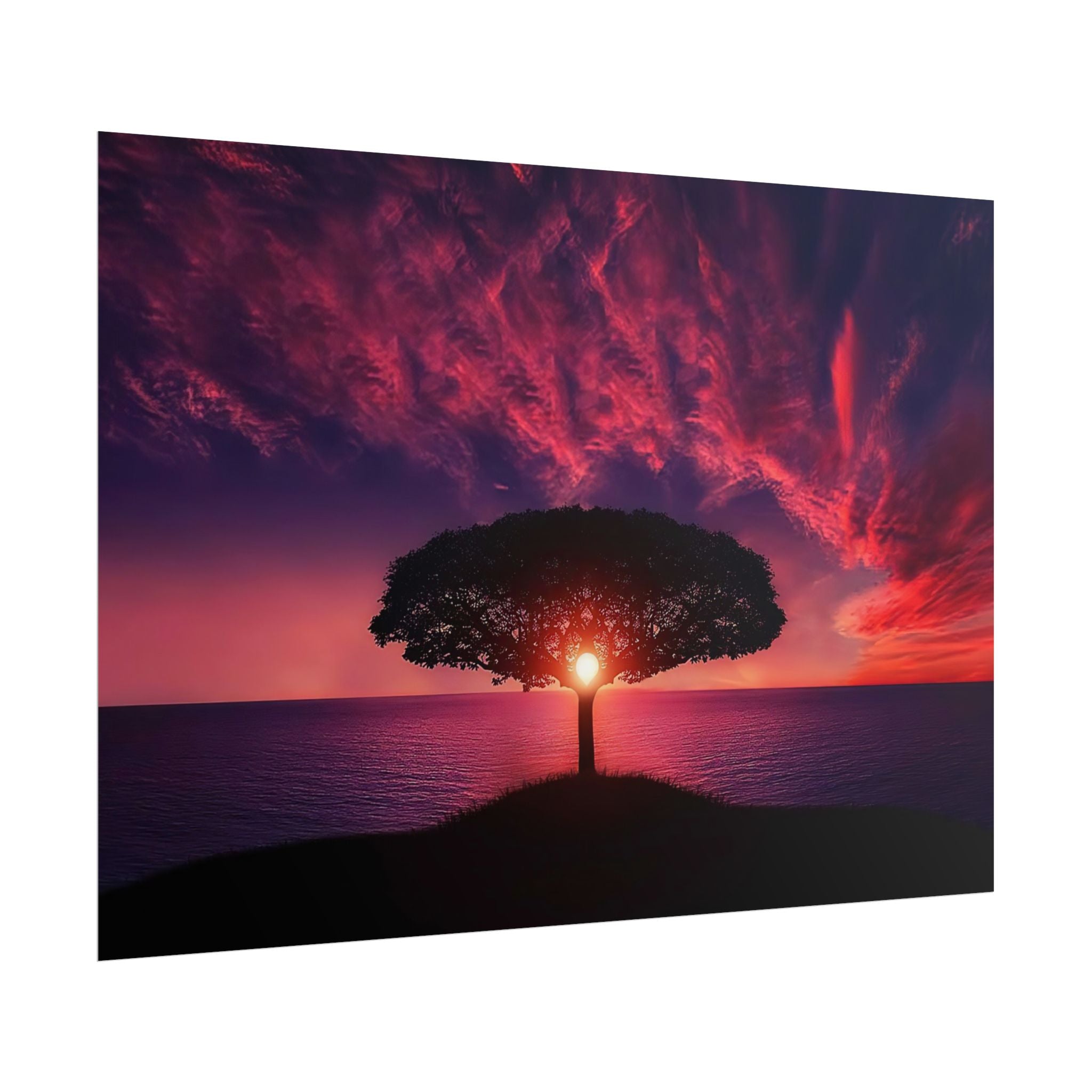 Panoramic Sunset Poster Print, Tree Wall Art, Scenery Decor, Exra Large Wall Art, Canvas Art Print, Landscape, Nature Wall Decor
