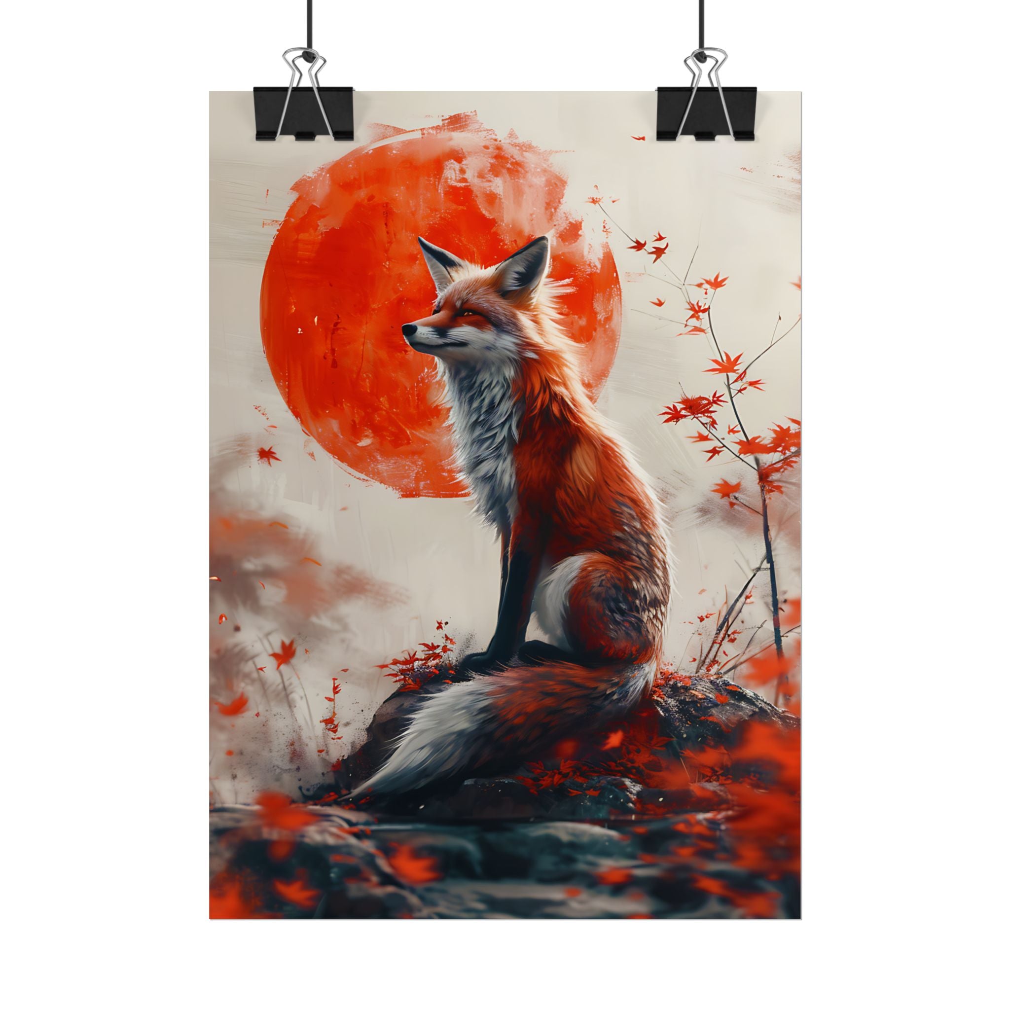 red-fox-poster-print-fantasy-decor-wildlife-wall-art-red-sun-home-decor-animal-lover-gift-nature-print-fantasy-art-decor